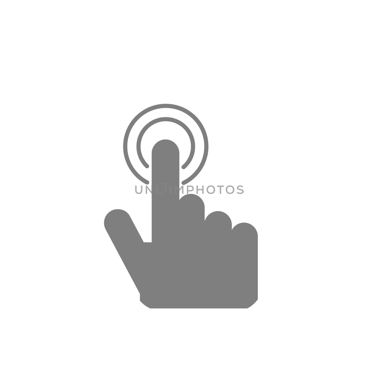 Hand with touching icon on white background. by praditlohhana