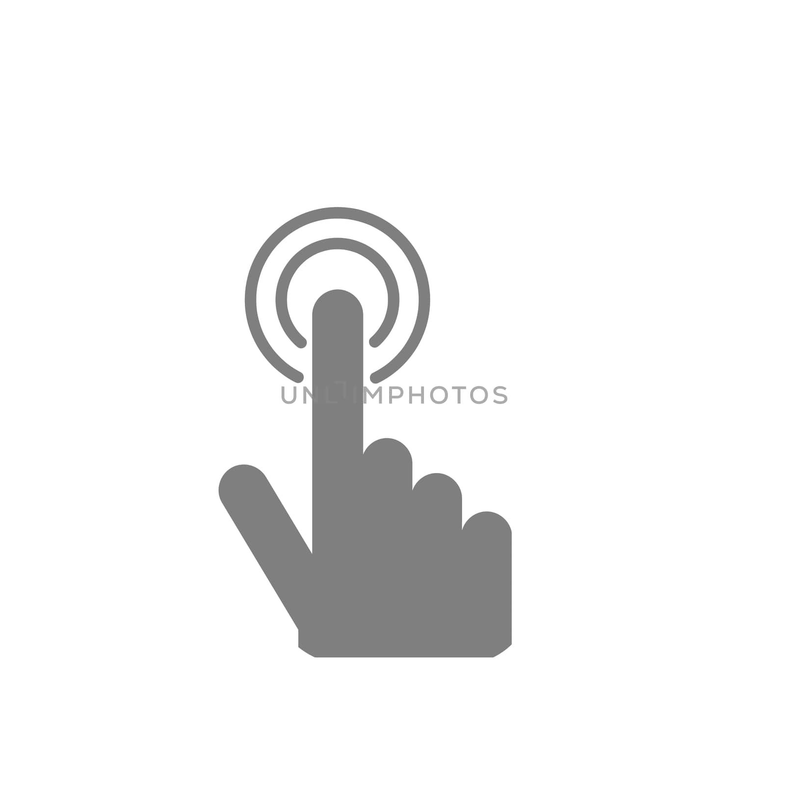 Hand with touching icon on white background. by praditlohhana