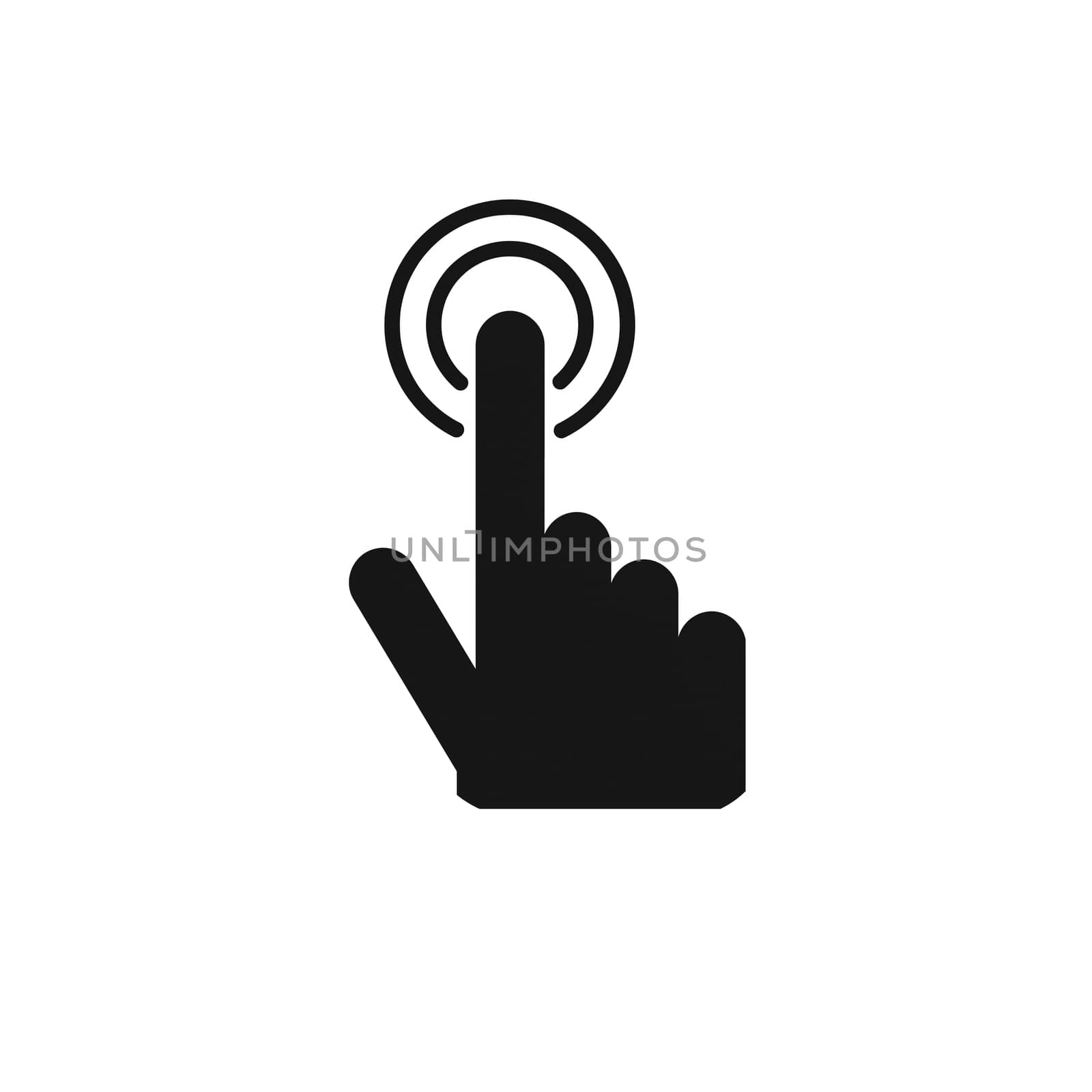 Hand with touching icon on white background. by praditlohhana
