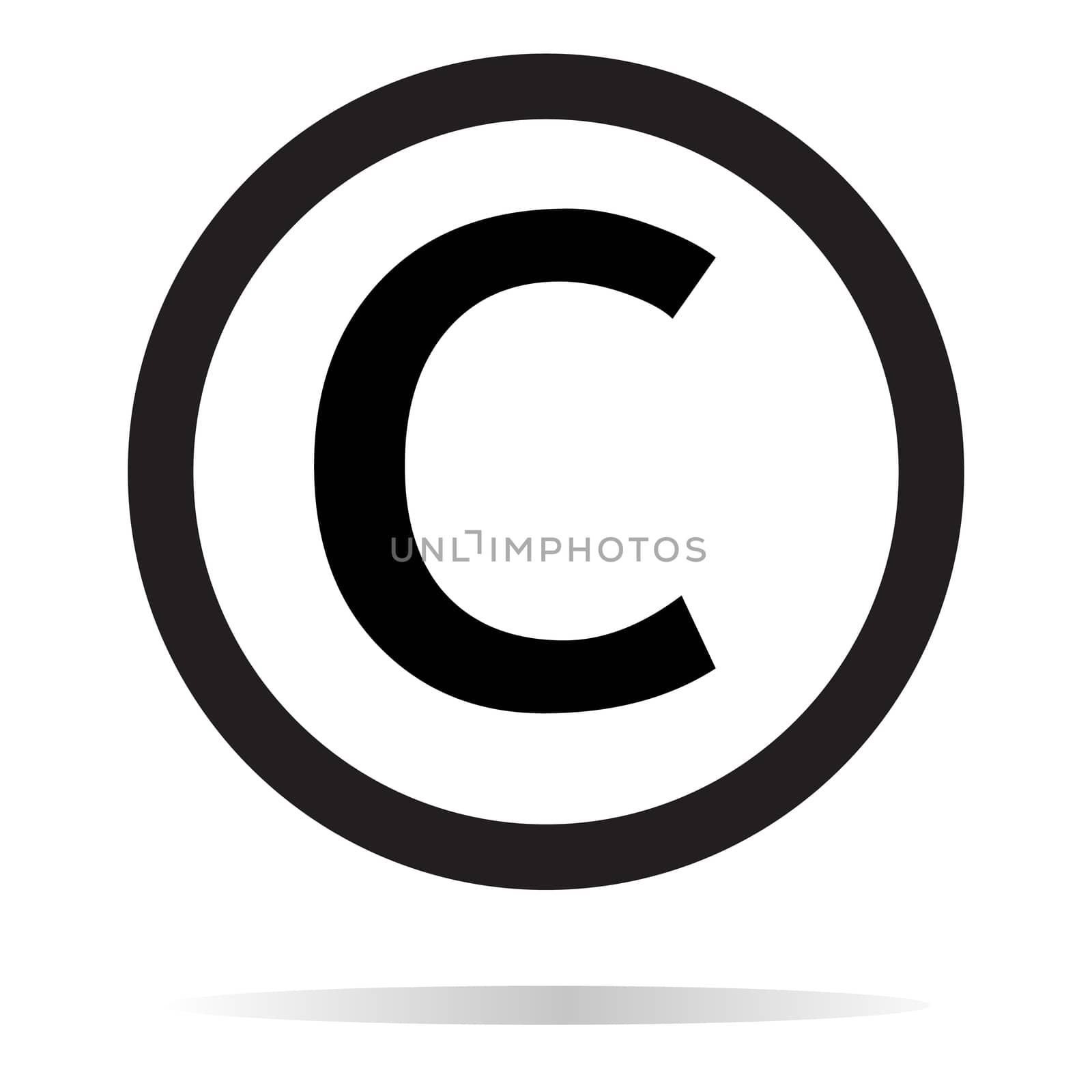 copyright icon on white background. copyright sign. flat style.  by suthee