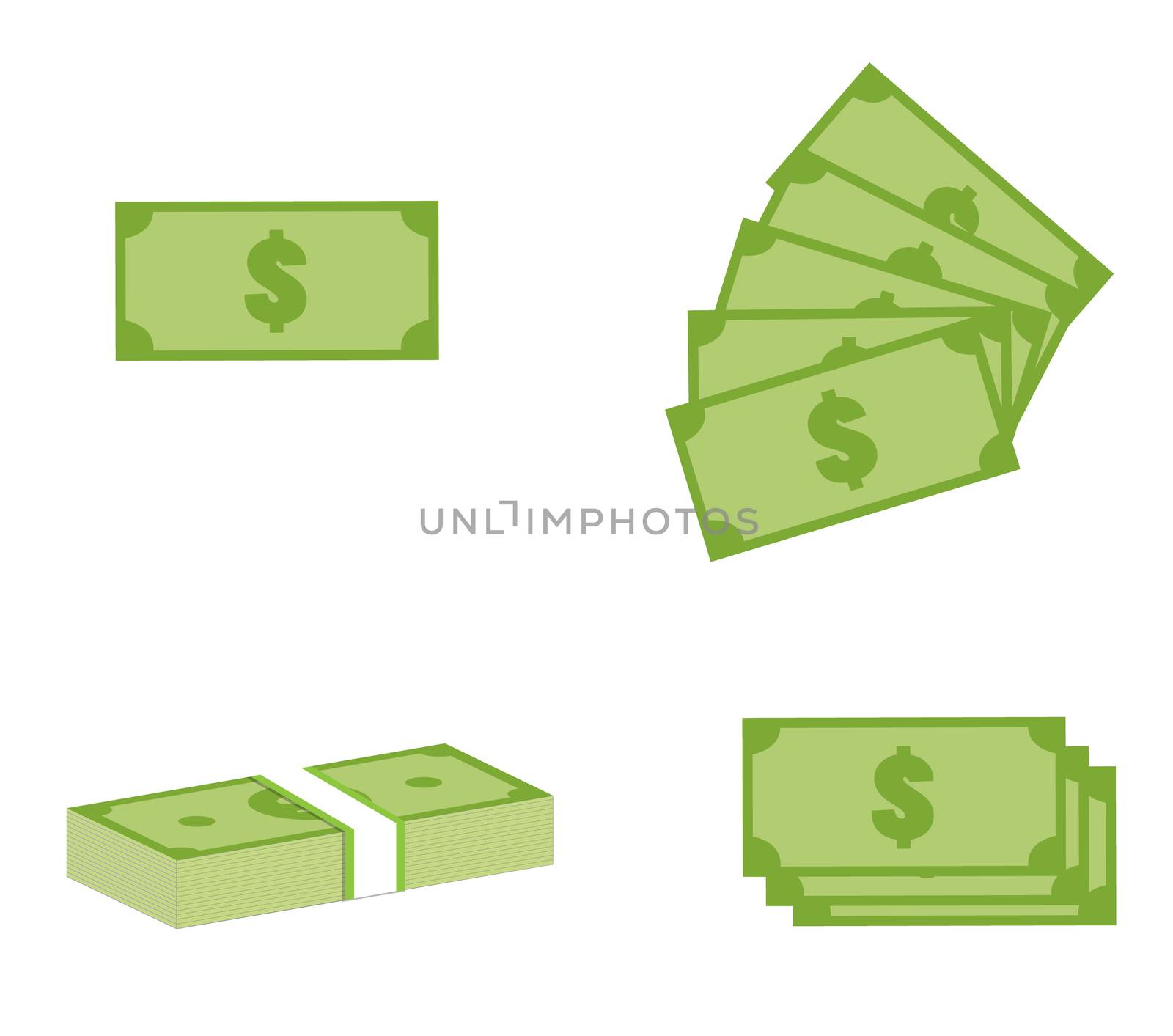 set money icon on white background. money sign. flat style. set  by suthee