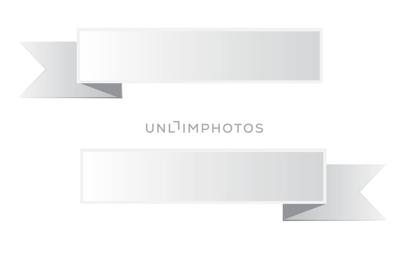 gray ribbon banner on white background. white ribbon banner. whi by suthee