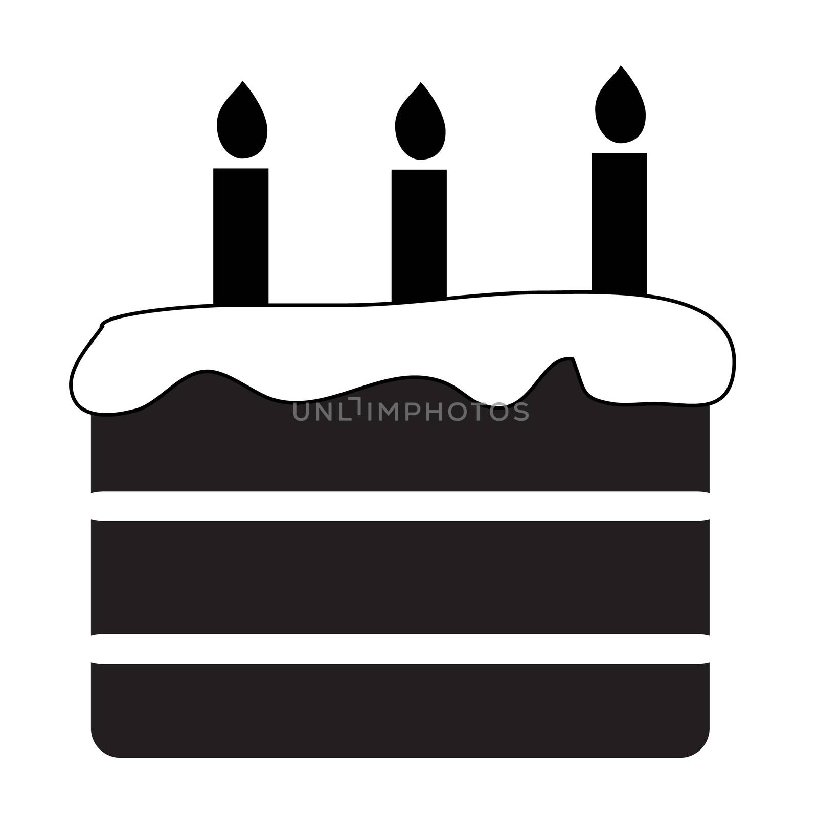 birthday cake icon on white background. flat style design. birth by suthee
