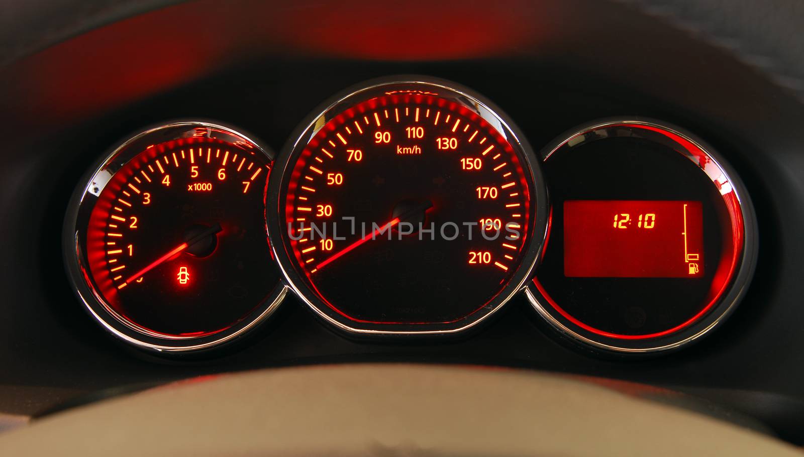 illuminated instrument panel with the passenger car