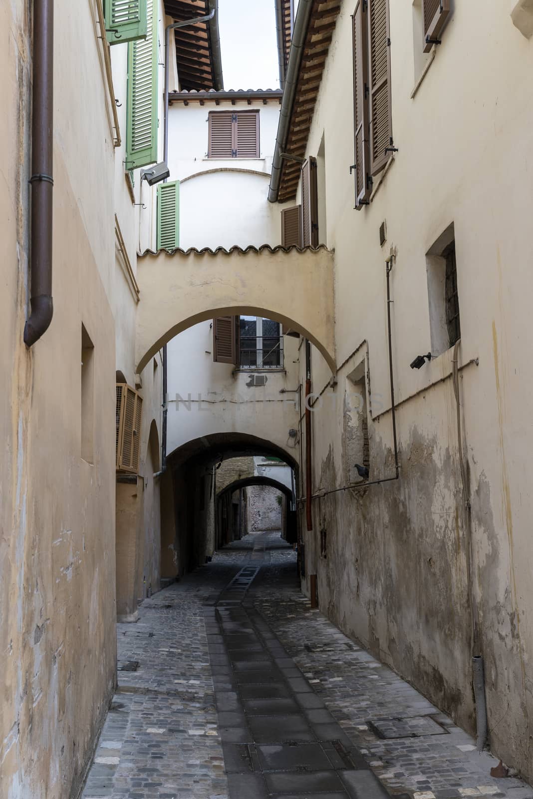 foligno.italy june 14 2020 :architecture of the streets of the city of foligno province of perugia