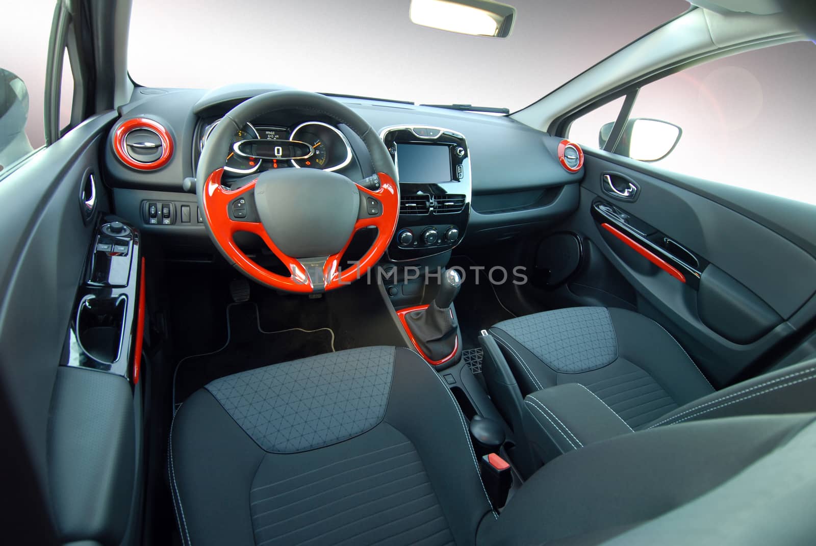 the inside of the passenger car, front view