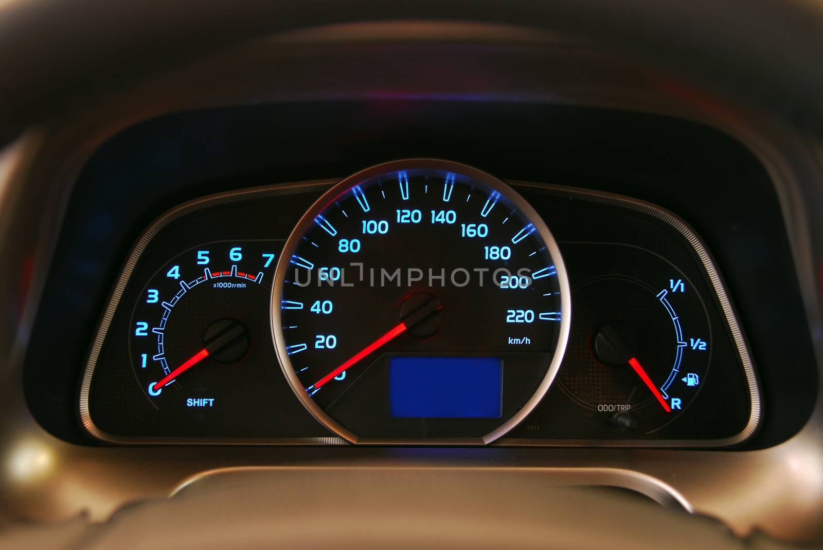 illuminated instrument panel with the passenger car