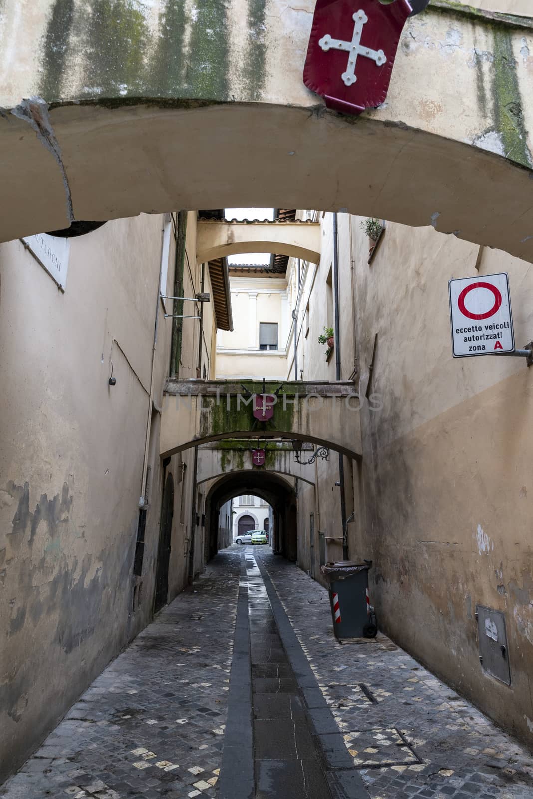 foligno.italy june 14 2020 :architecture of the streets of the city of foligno province of perugia