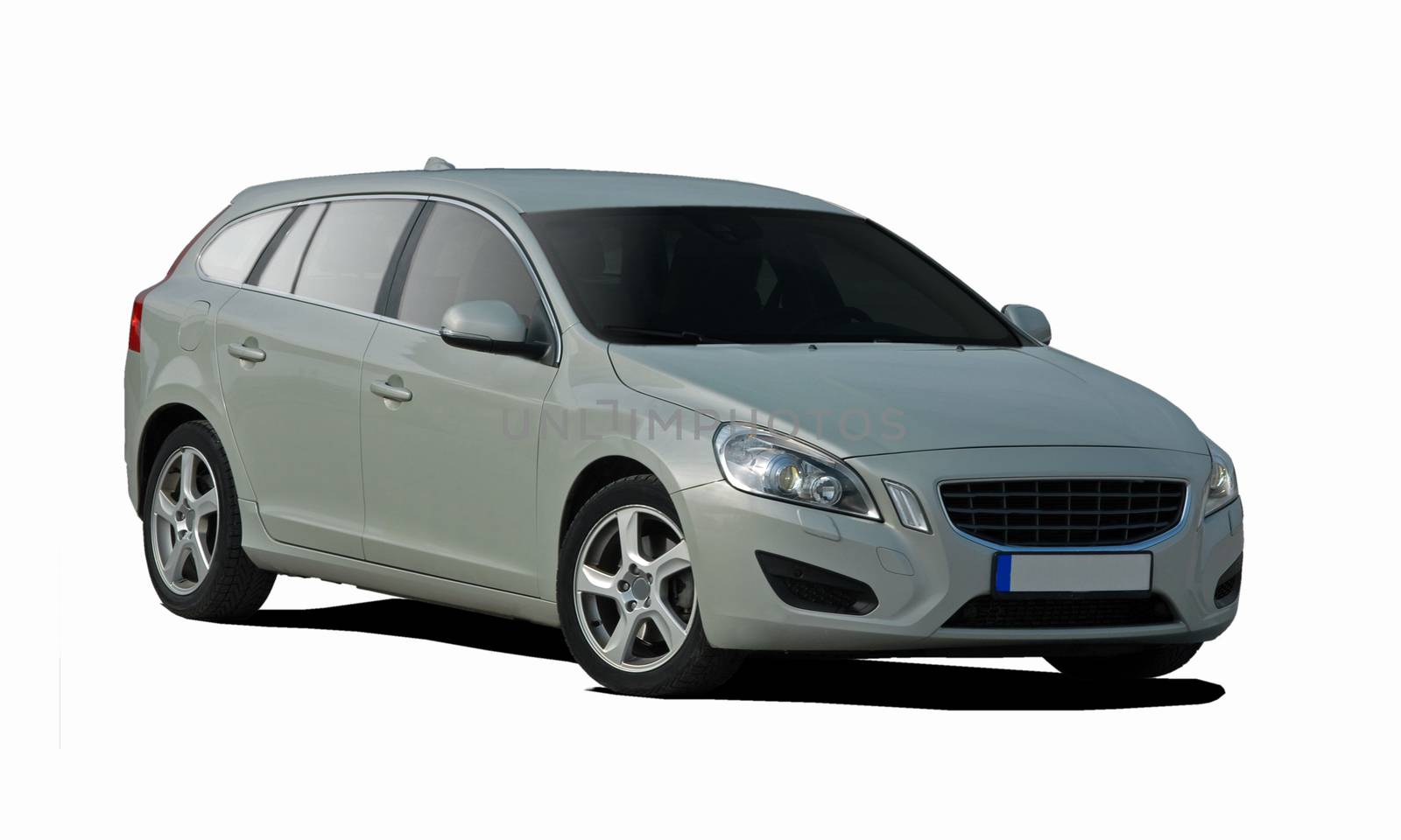 gray station wagon on white background