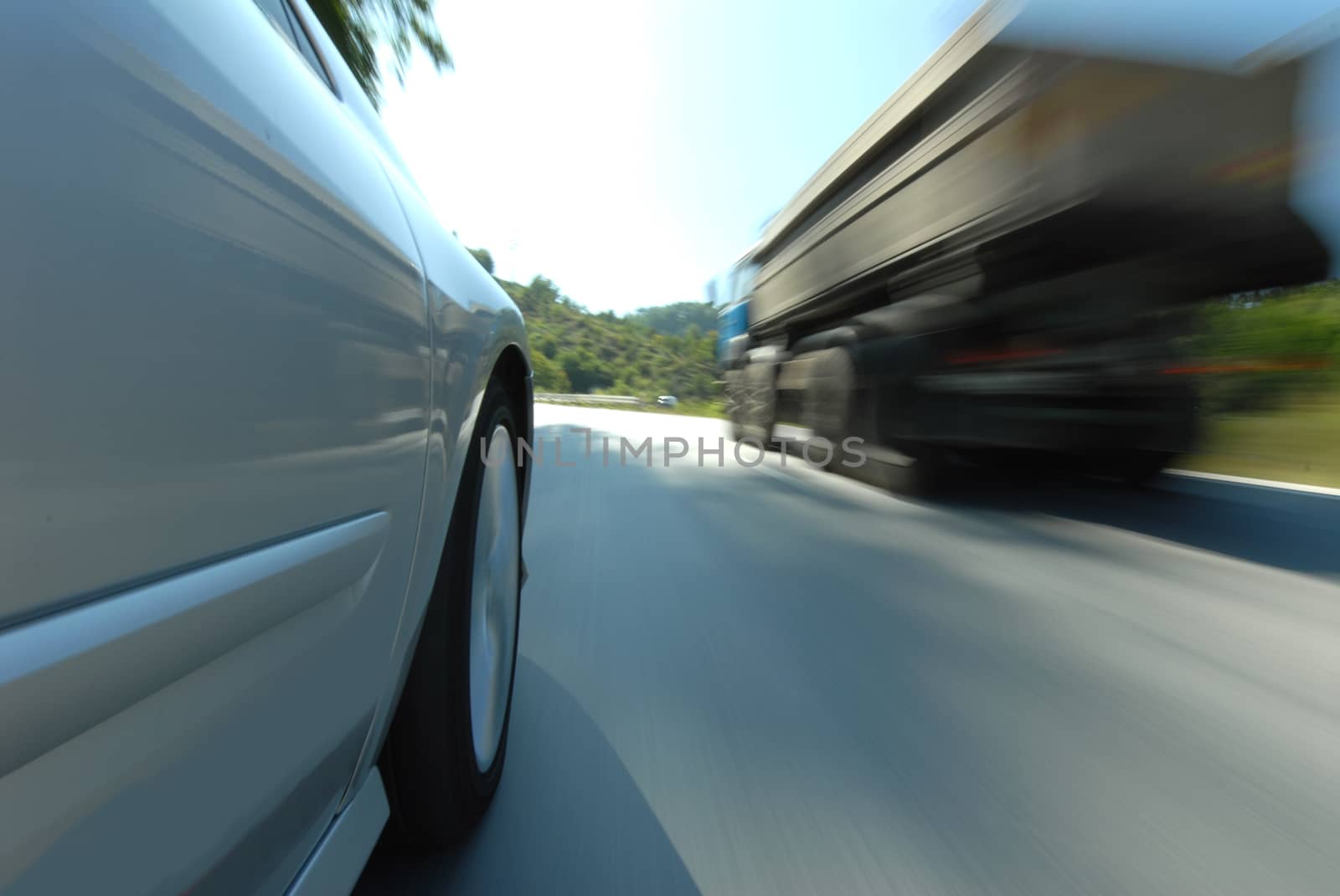 Blurred action from car at high speed