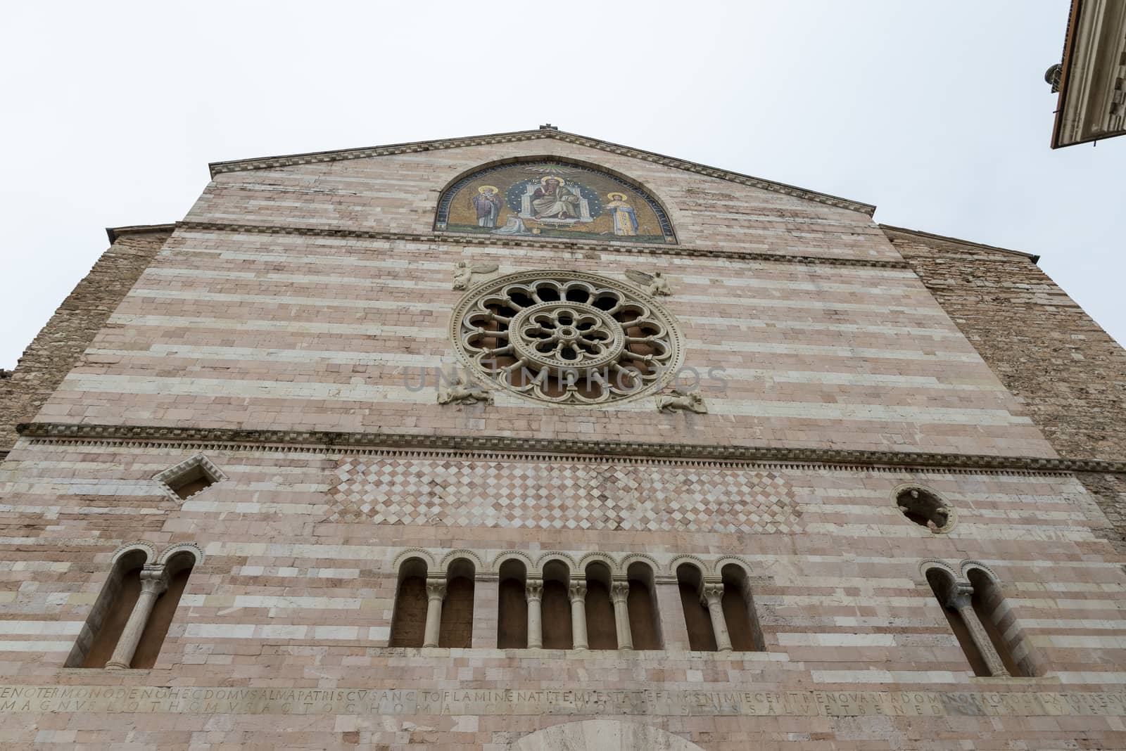 foligno.italy june 14 2020 :main church of foligno san feliciano large structure with bell tower and dome