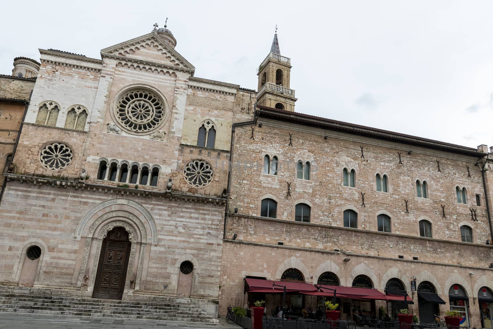 foligno.italy june 14 2020 :main church of foligno san feliciano large structure with bell tower and dome