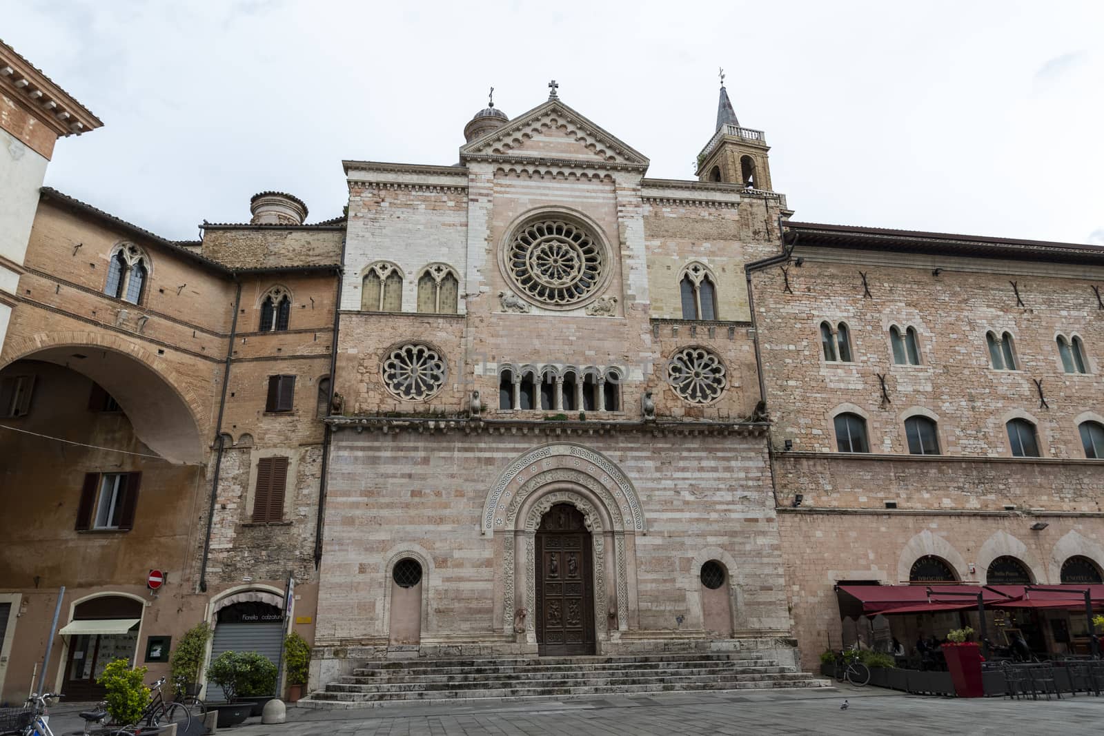 foligno.italy june 14 2020 :main church of foligno san feliciano large structure with bell tower and dome