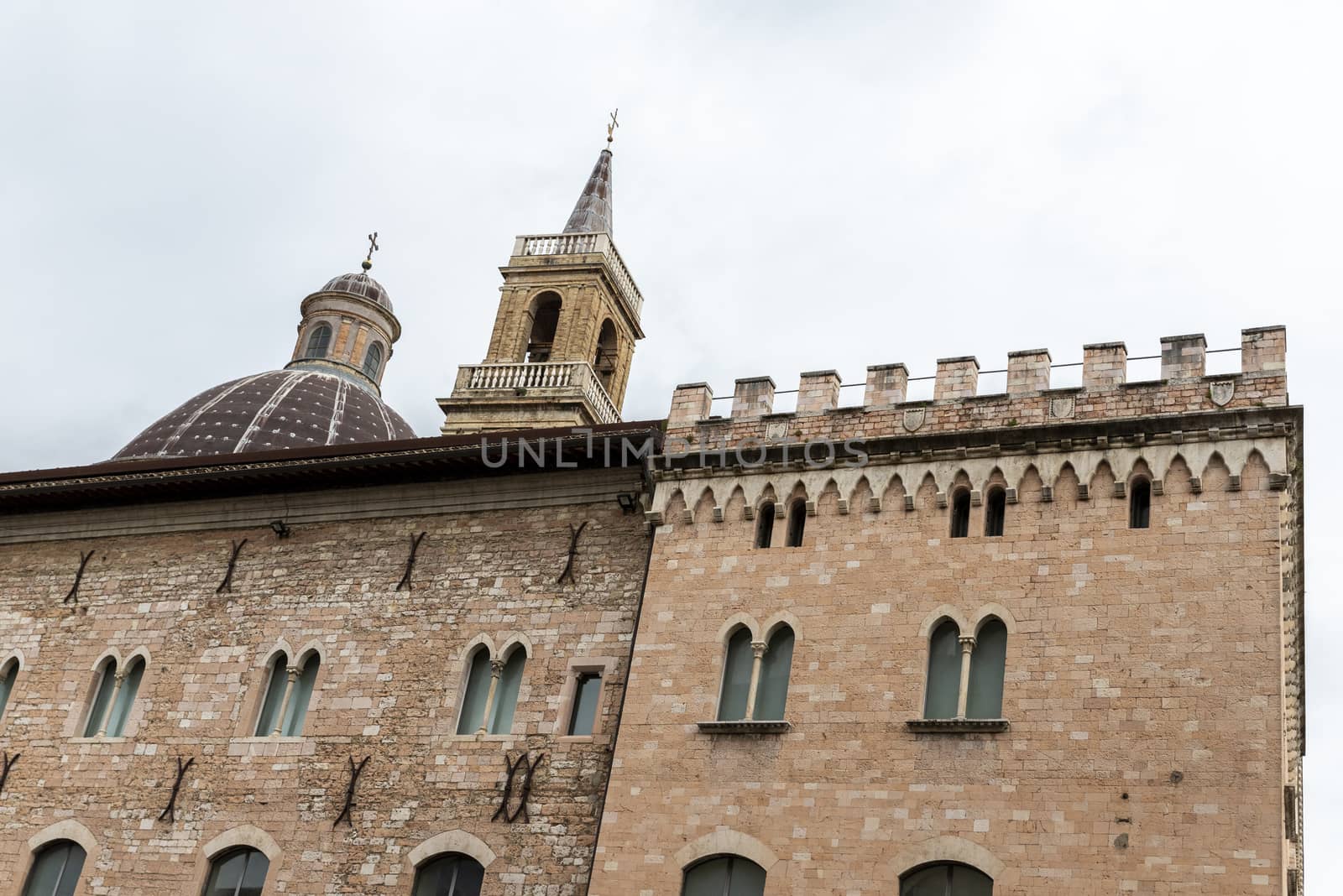 foligno.italy june 14 2020 :main church of foligno san feliciano large structure with bell tower and dome