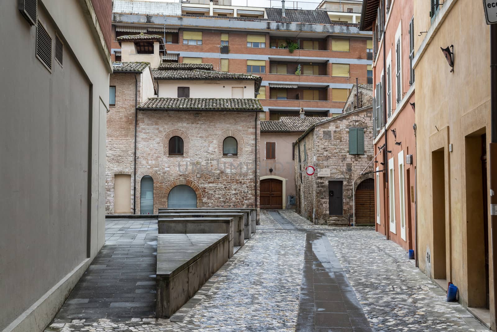 foligno.italy june 14 2020 :architecture of the streets of the city of foligno province of perugia