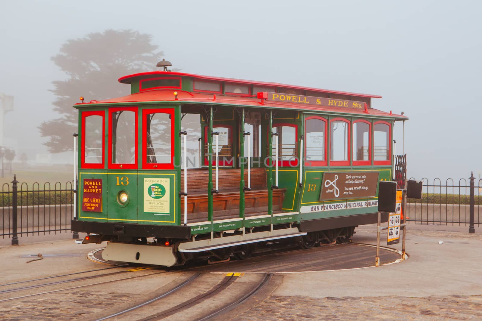 San Francisco tram on a cool winter's morning near Fisherman's Wharf in California USA