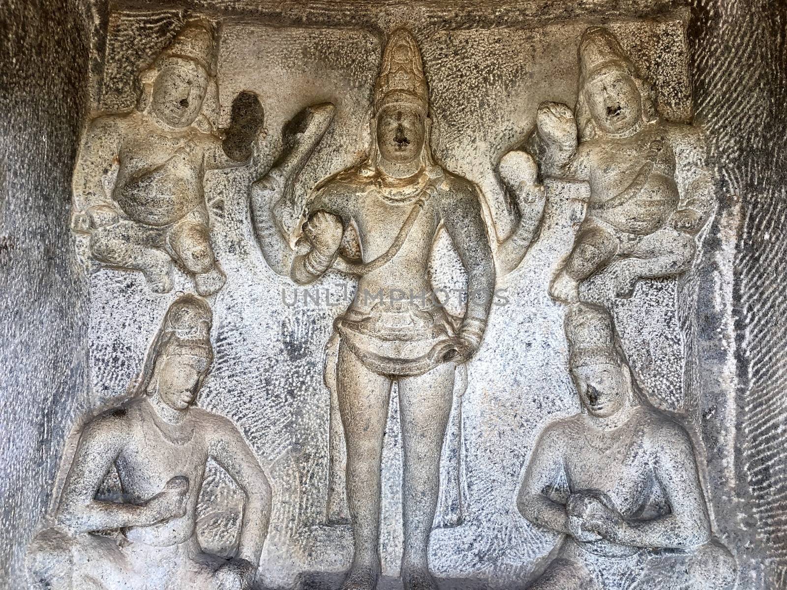 Bas relief sculptures found in the cave temples and it comprised of the group of monuments at Mahabalipuram
