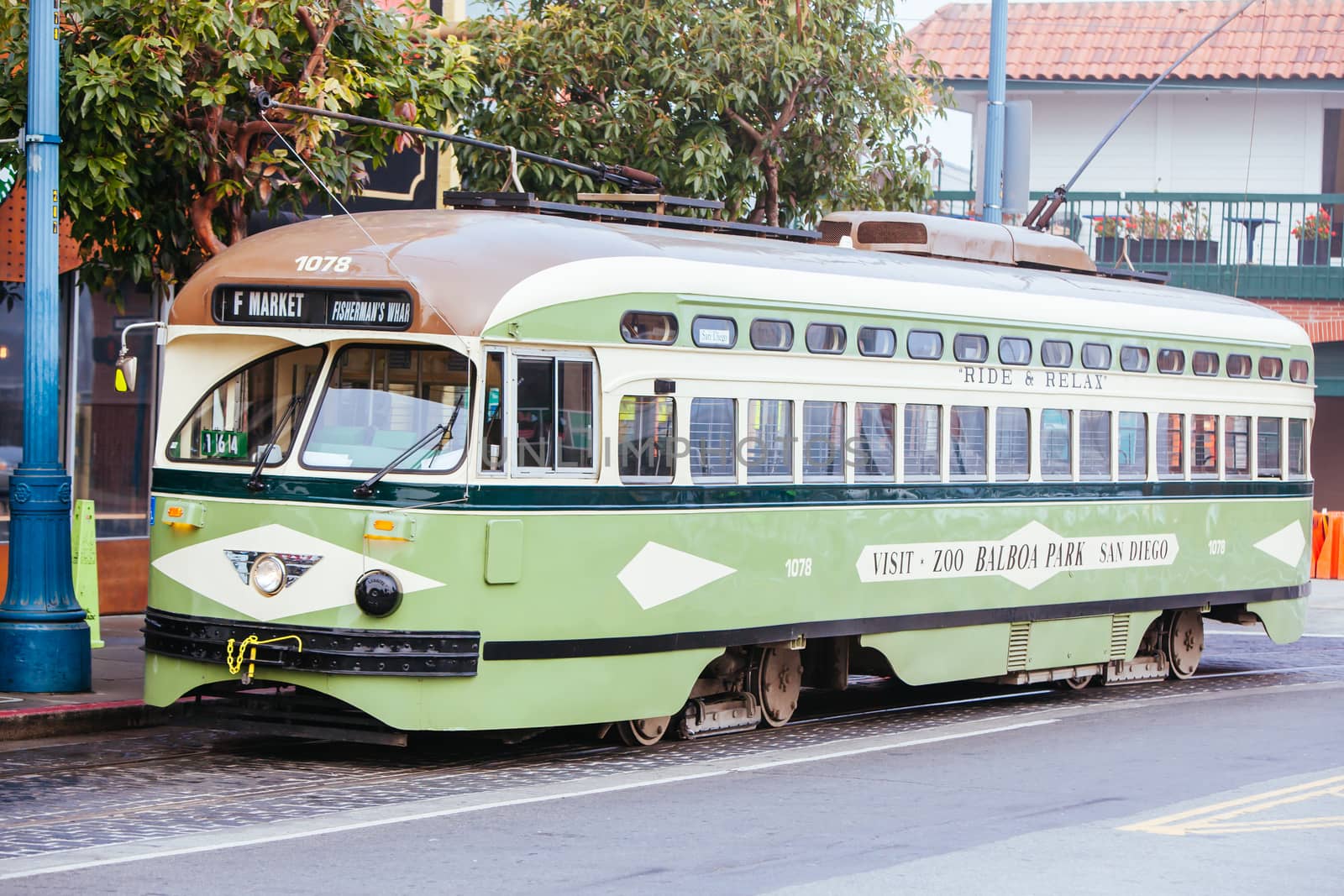 San Francisco tram on a cool winter's morning near Fisherman's Wharf in California USA