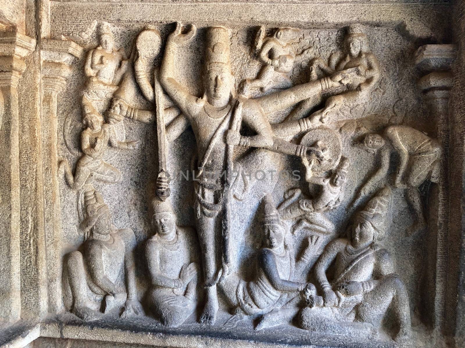 Bas relief sculptures found in the cave temples and it comprised of the group of monuments at Mahabalipuram
