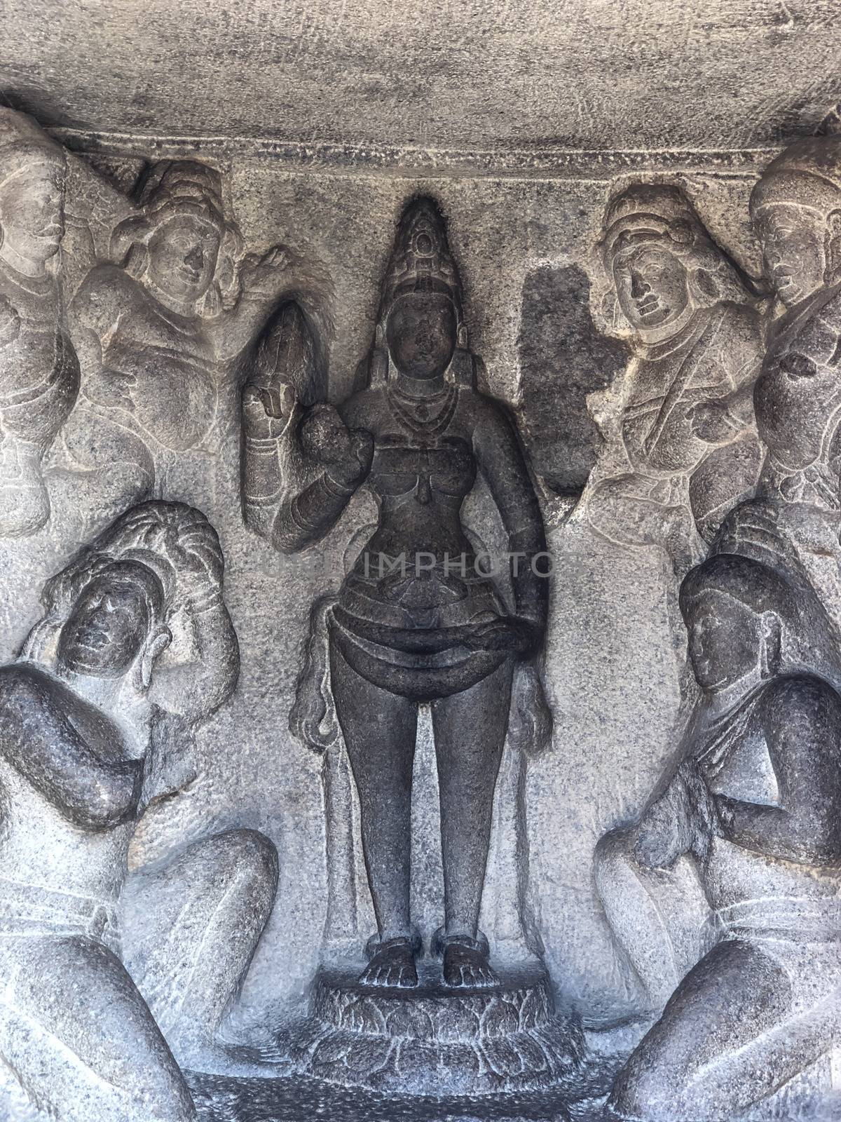 Bas relief sculptures found in the cave temples and it comprised of the group of monuments at Mahabalipuram
