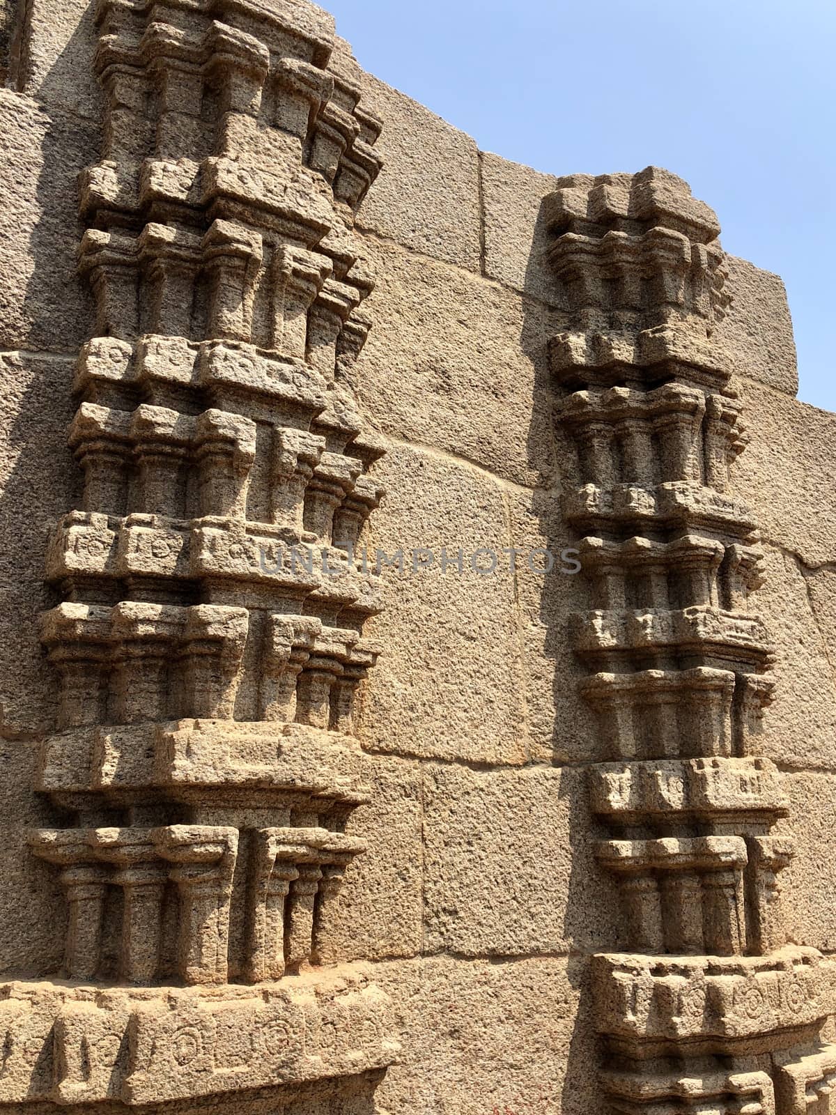 Ancient symmetrical building built by the Pallava king in Mahabalipuram