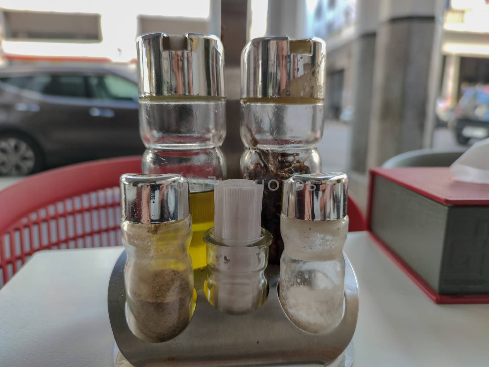 olive oil in a restaurant table