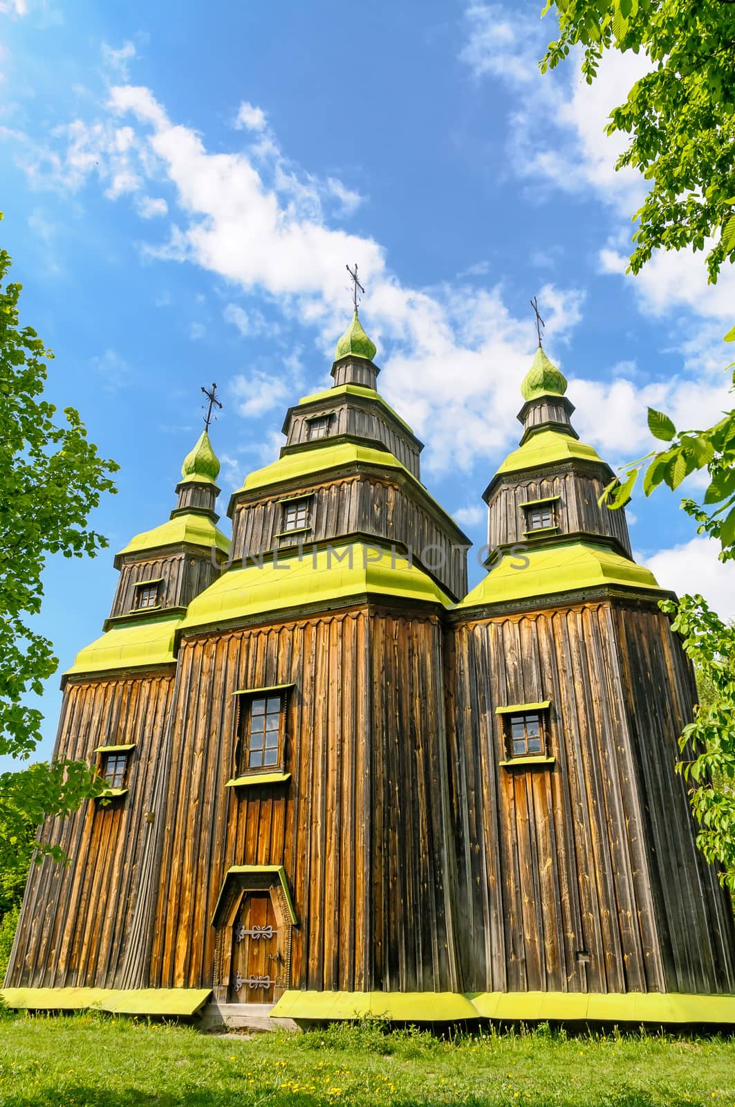 A typical ukrainian antique orthodox church in Pirogovo near Kiev