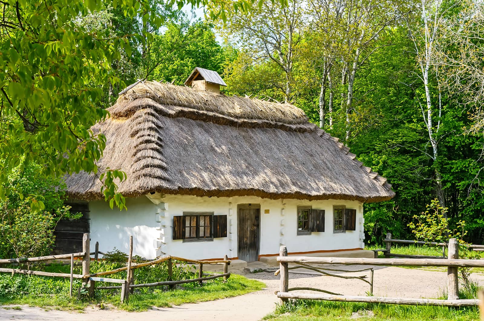 A typical ukrainian antique house, in Pirogovo near Kiev