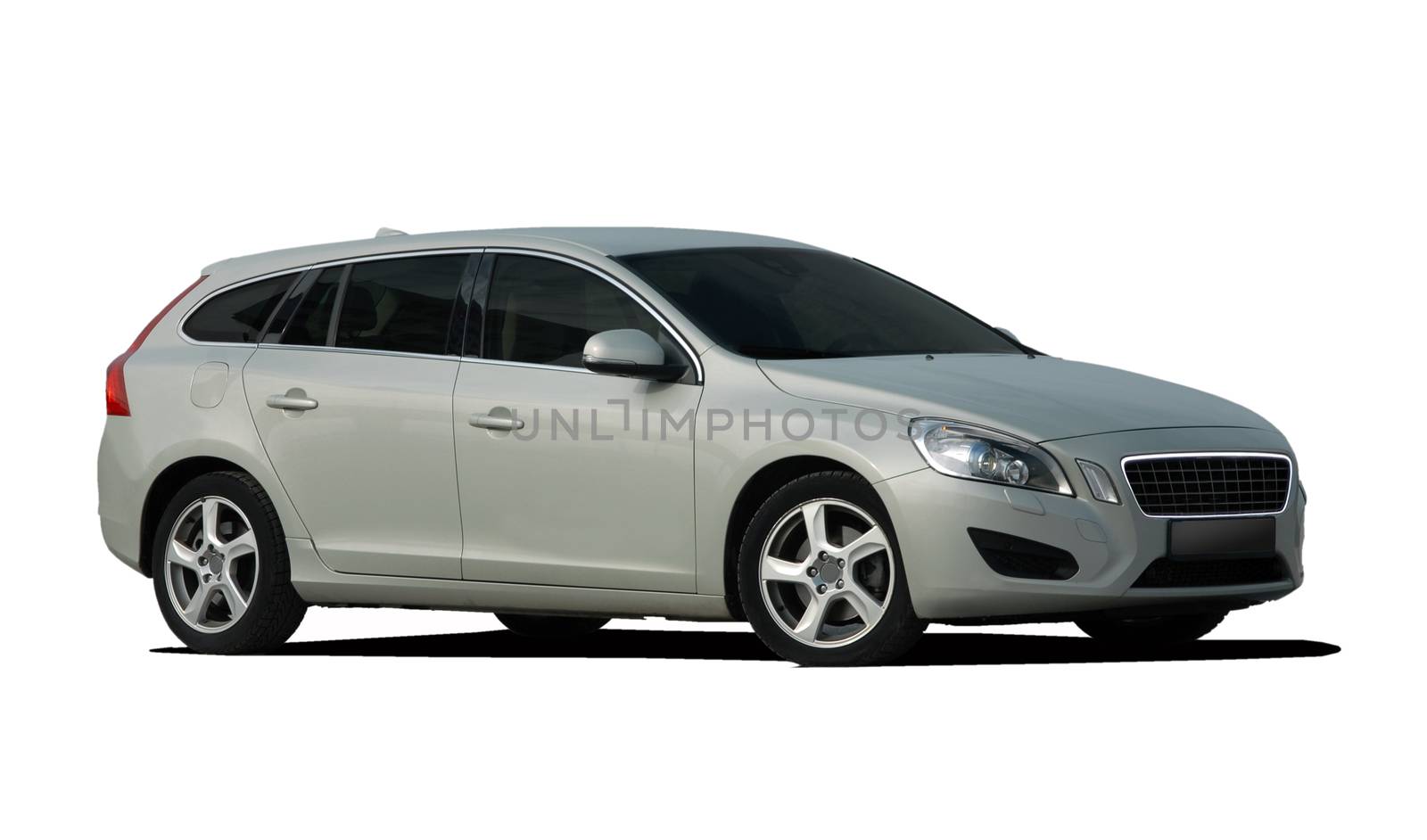 white station wagon on white background