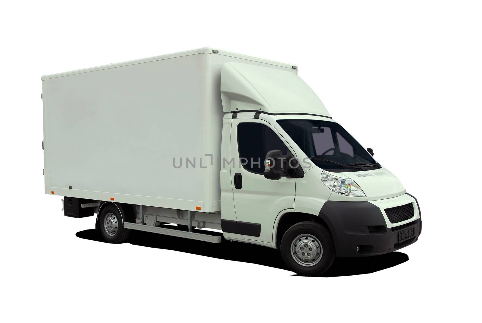 White delivery van isolated on white background