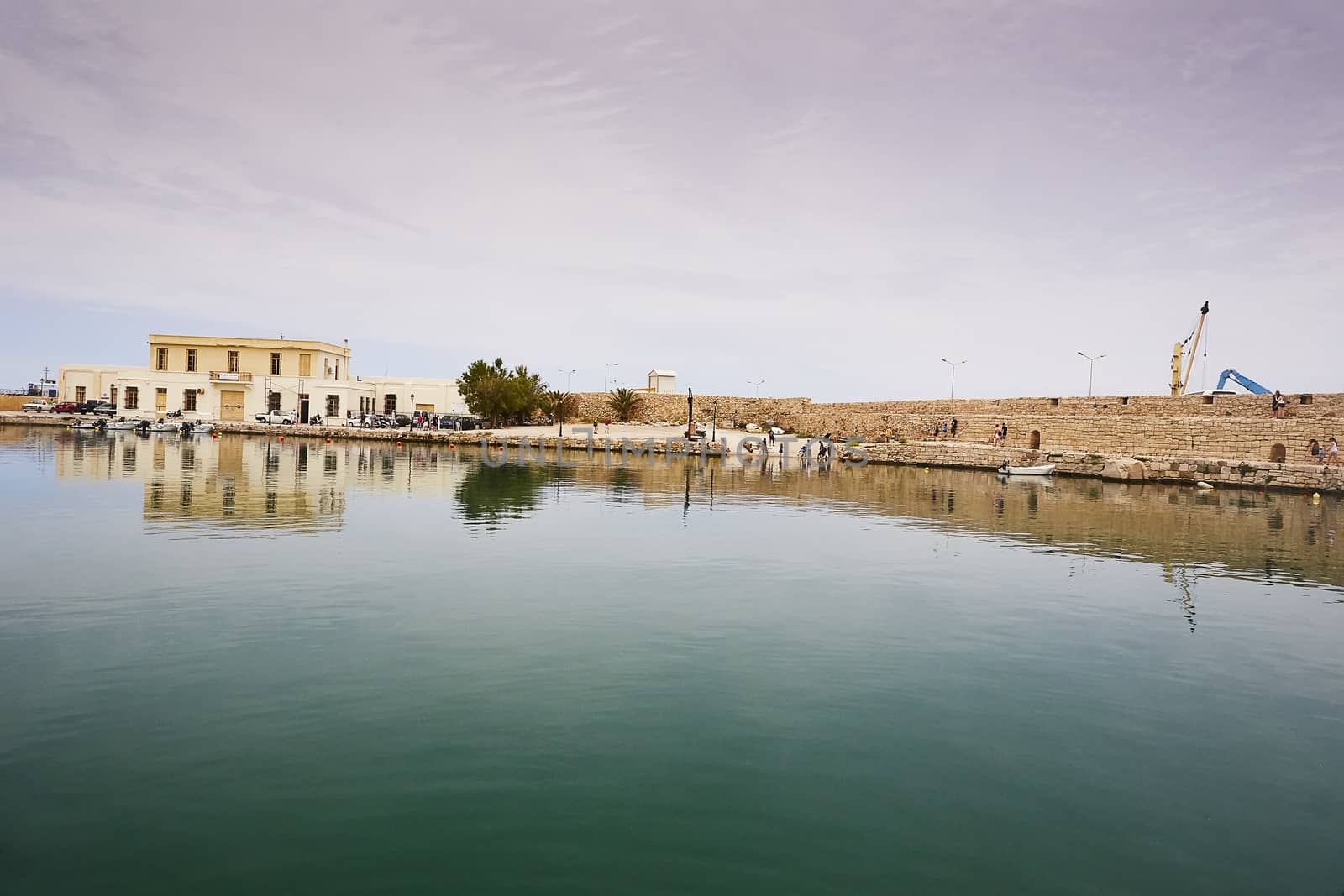 RETHYMNO, THE CRETE ISLAND, GREECE - MAY 30, 2019: The view at the seaport of the old town of Rethymno.