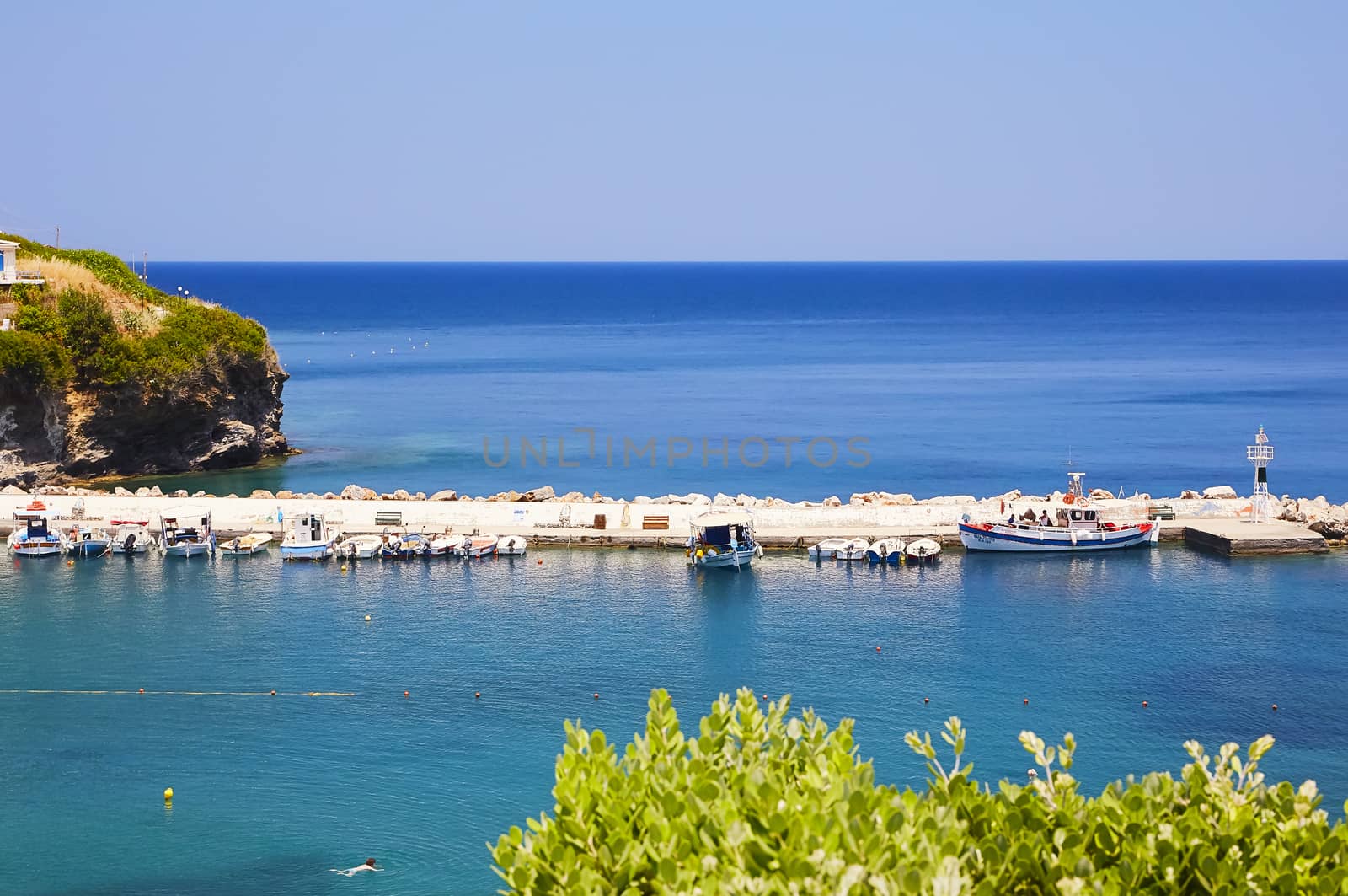 BALI, THE CRETE ISLAND, GREECE - JUNE 8, 2019: The beautiful seaview to the harbour of Bali.