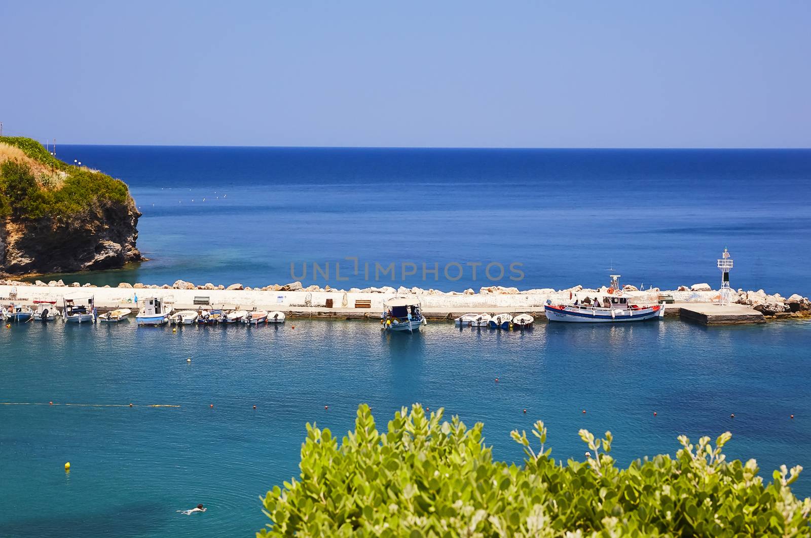 BALI, THE CRETE ISLAND, GREECE - JUNE 8, 2019: The beautiful seaview to the harbour of Bali.