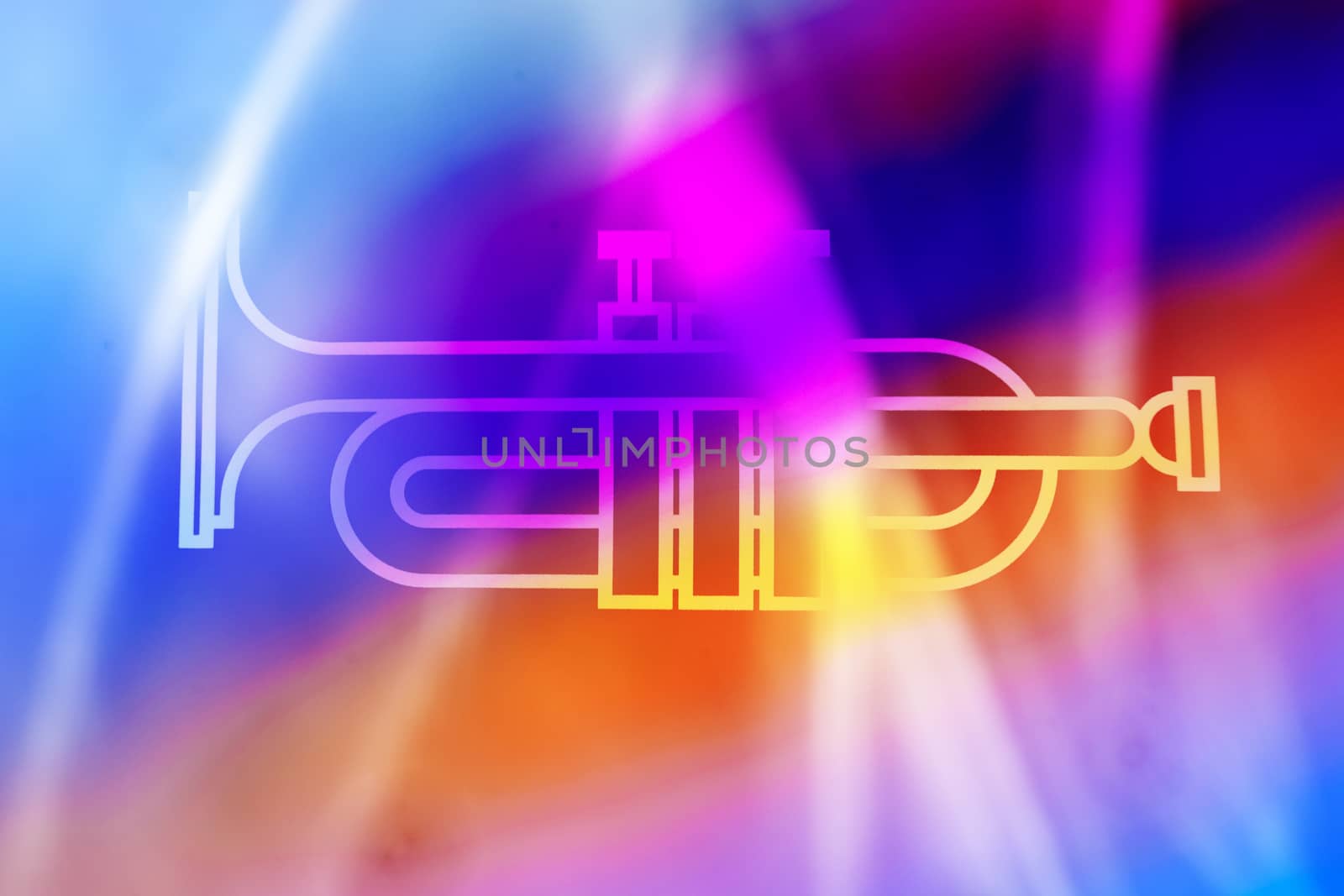 blurred lined Abstract rainbow backgrounds with trumpet by paddythegolfer