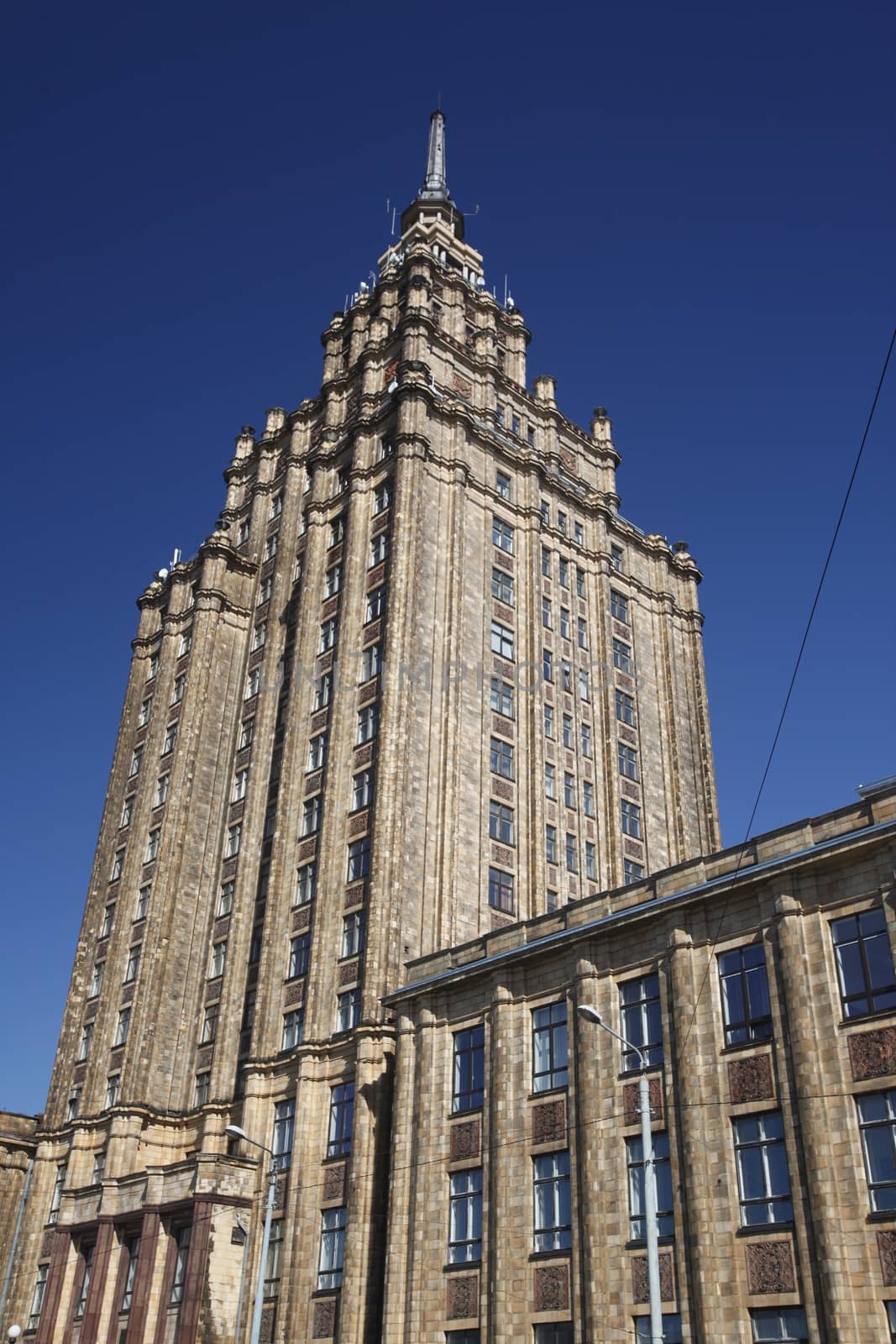 the palace of culture in the city of riga in latvia in the baltic region in europe.