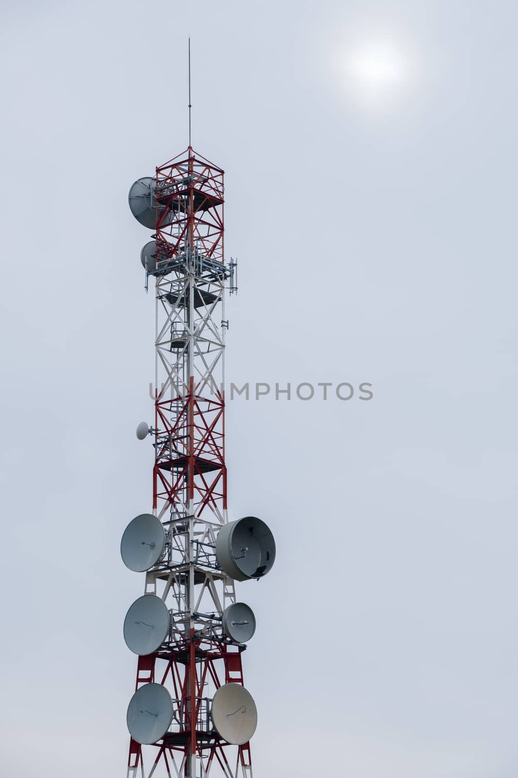 Modern mobile communication tower with new technology based in 4G, 5G