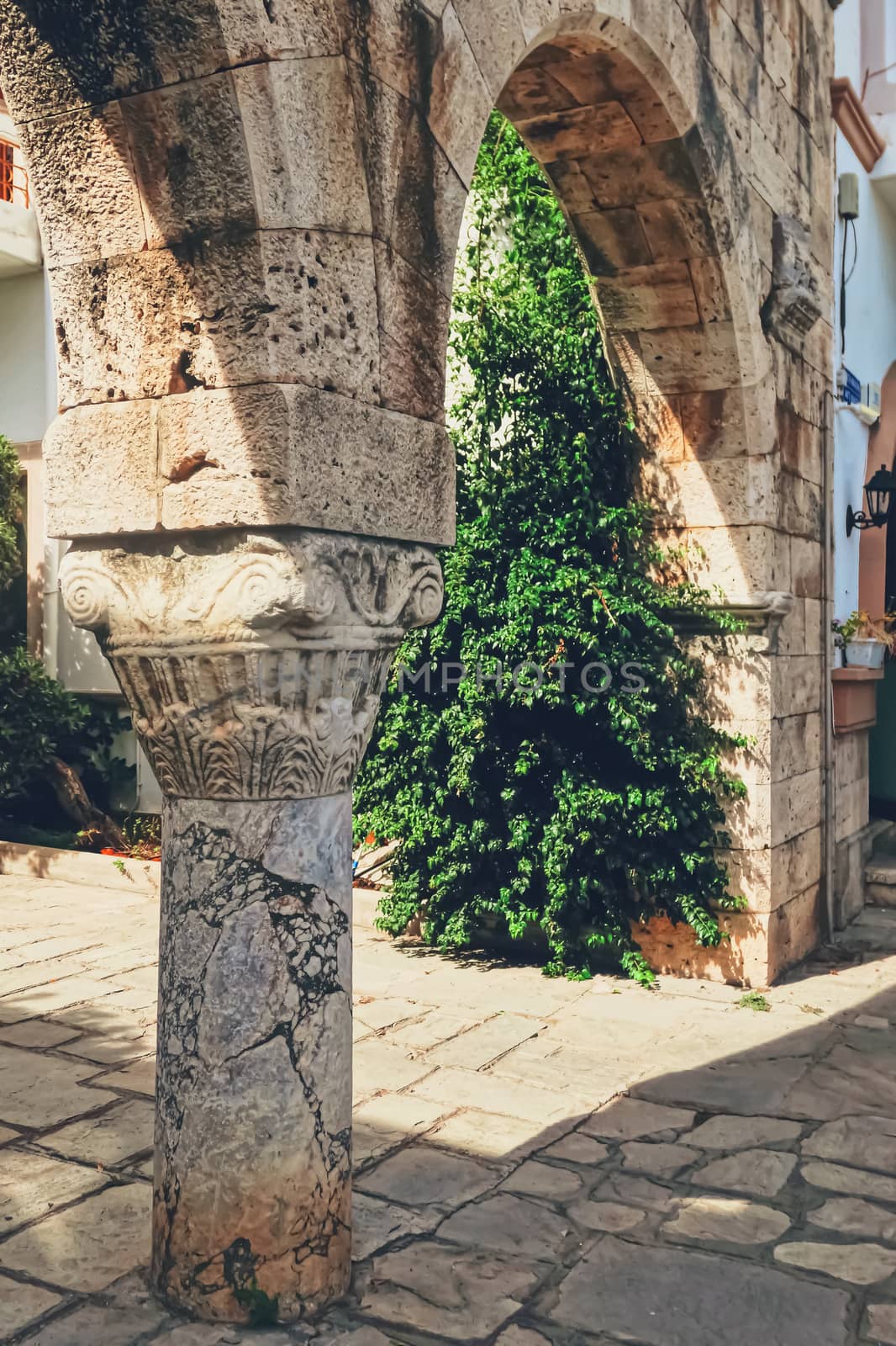 Architectural details on ancient streets of Kos Island in Greece, travel and sightseeing by Anneleven