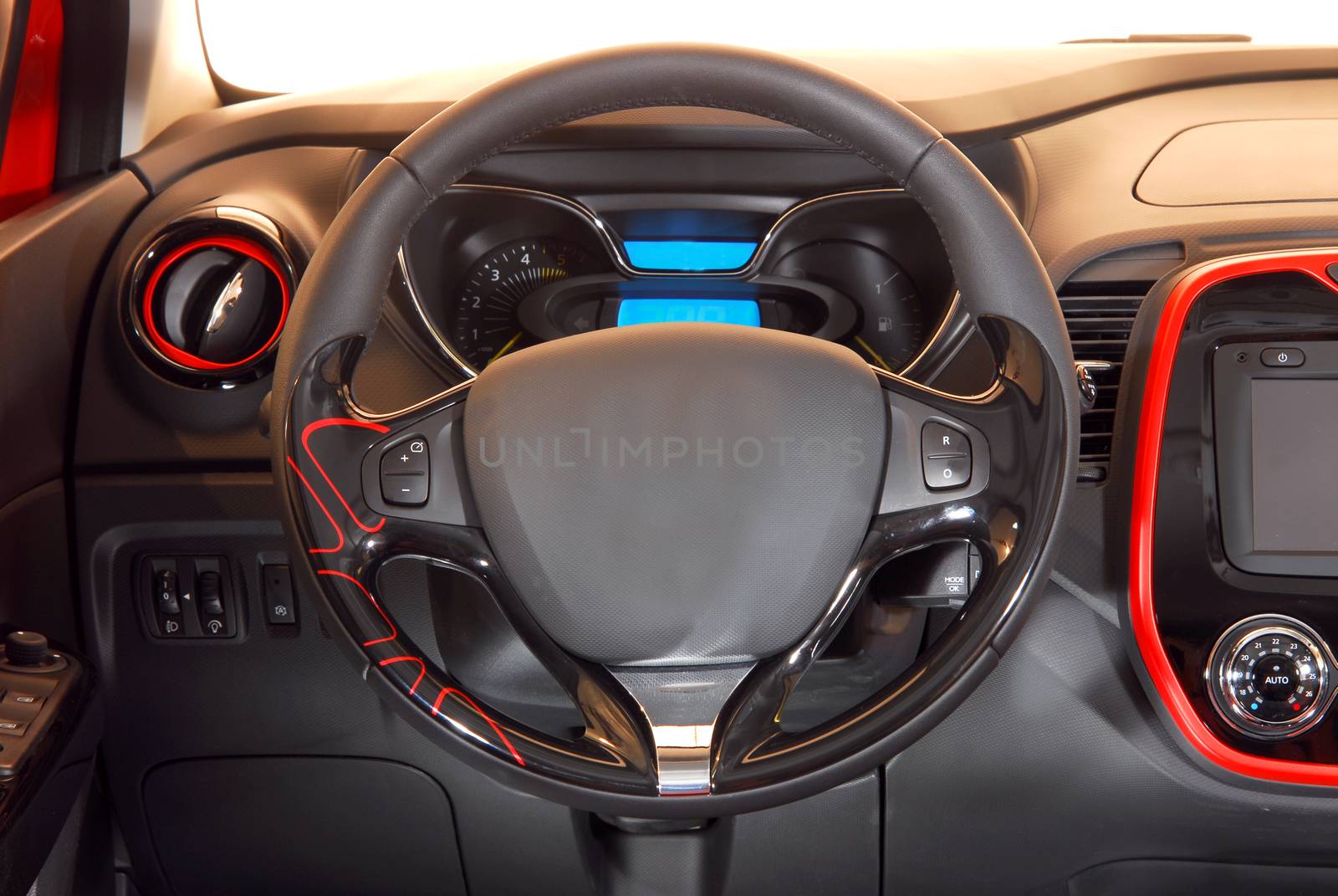 steering wheel in the new modern car