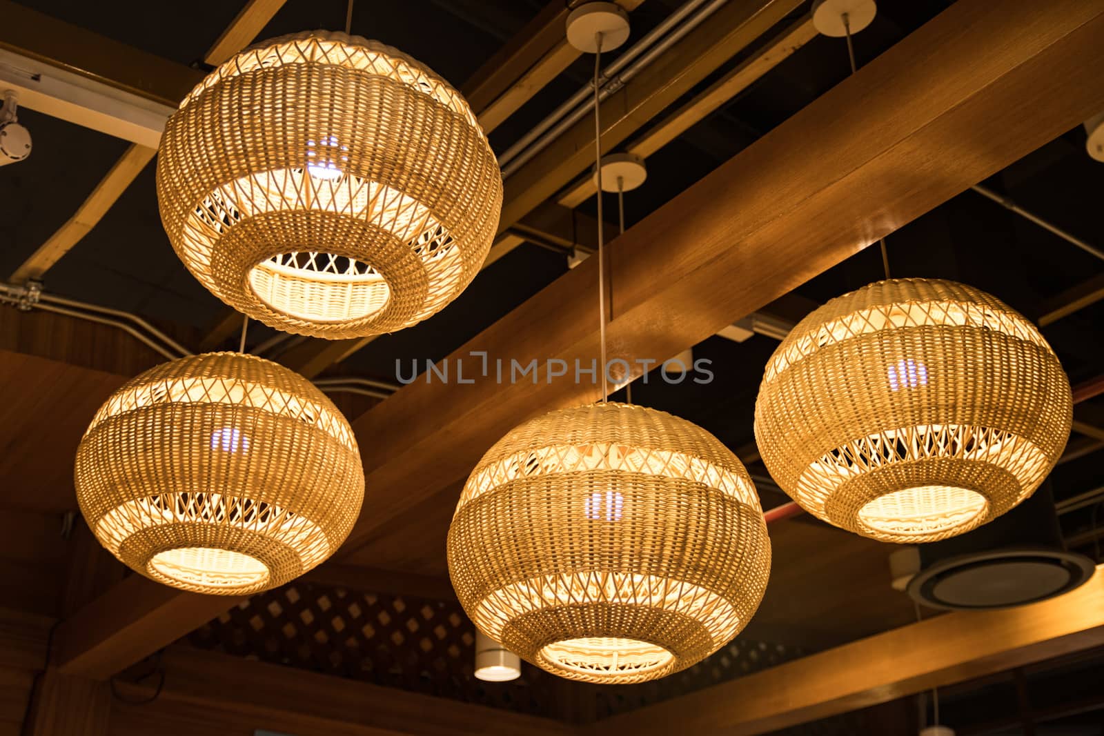 Hanging Lantern in Thai Made from bamboo Thai Lanna style For decorating
