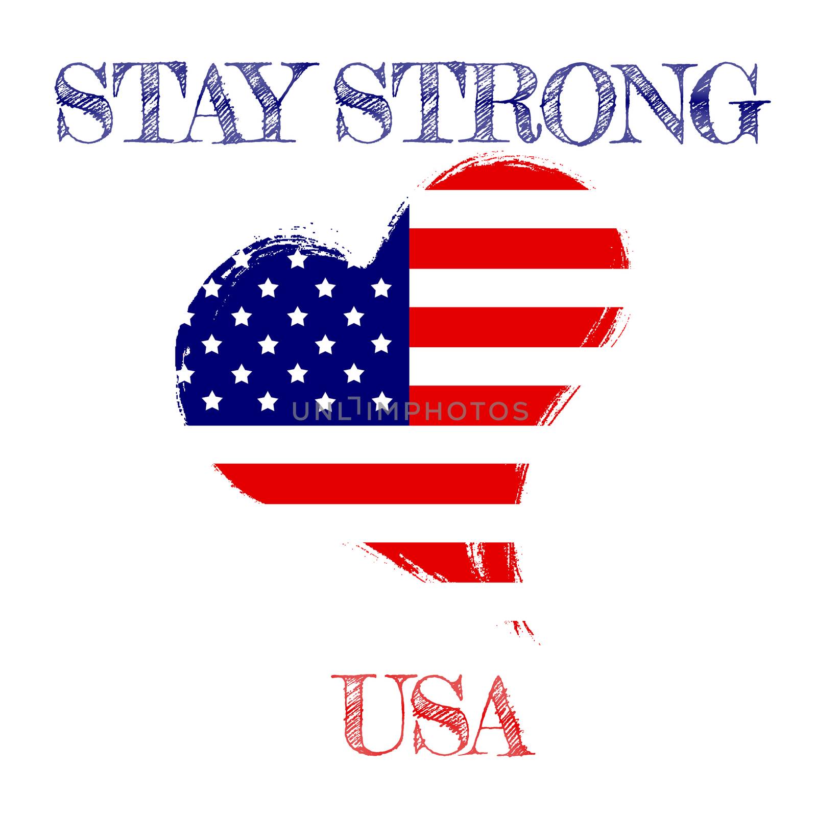 Patriotic inspirational positive quote about novel coronavirus covid-19 pandemic. Stay strong Usa.