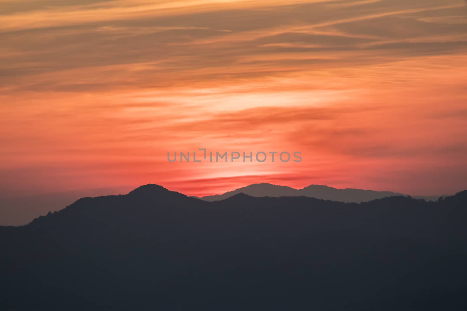Sunset sky with mountain,Thailand, Landscape background
