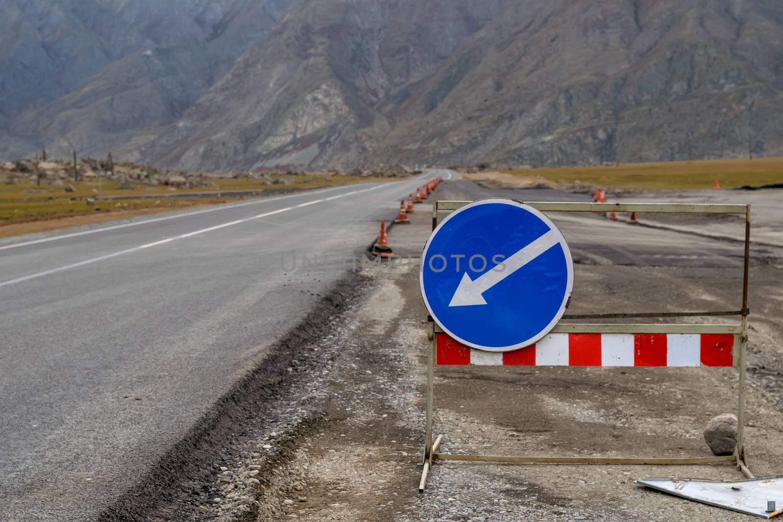 Traffic sign, detour, road repairs in the highlands by jk3030
