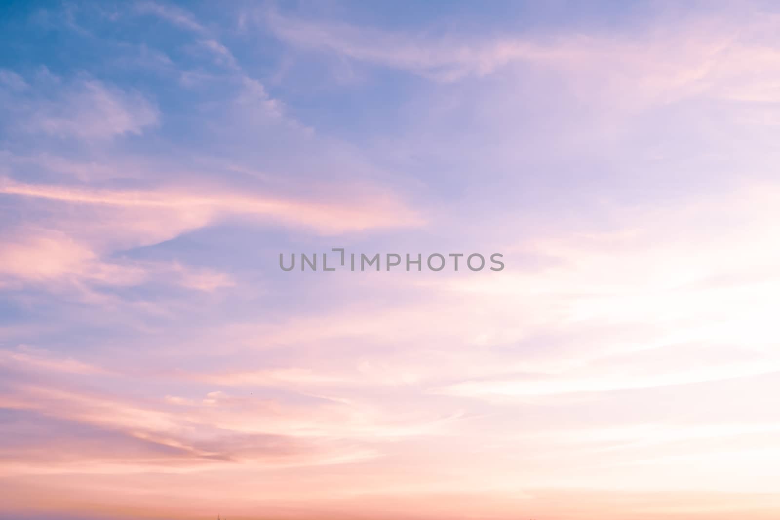 Copy space summer twilight sky and cloud with light flare from sun abstract background.