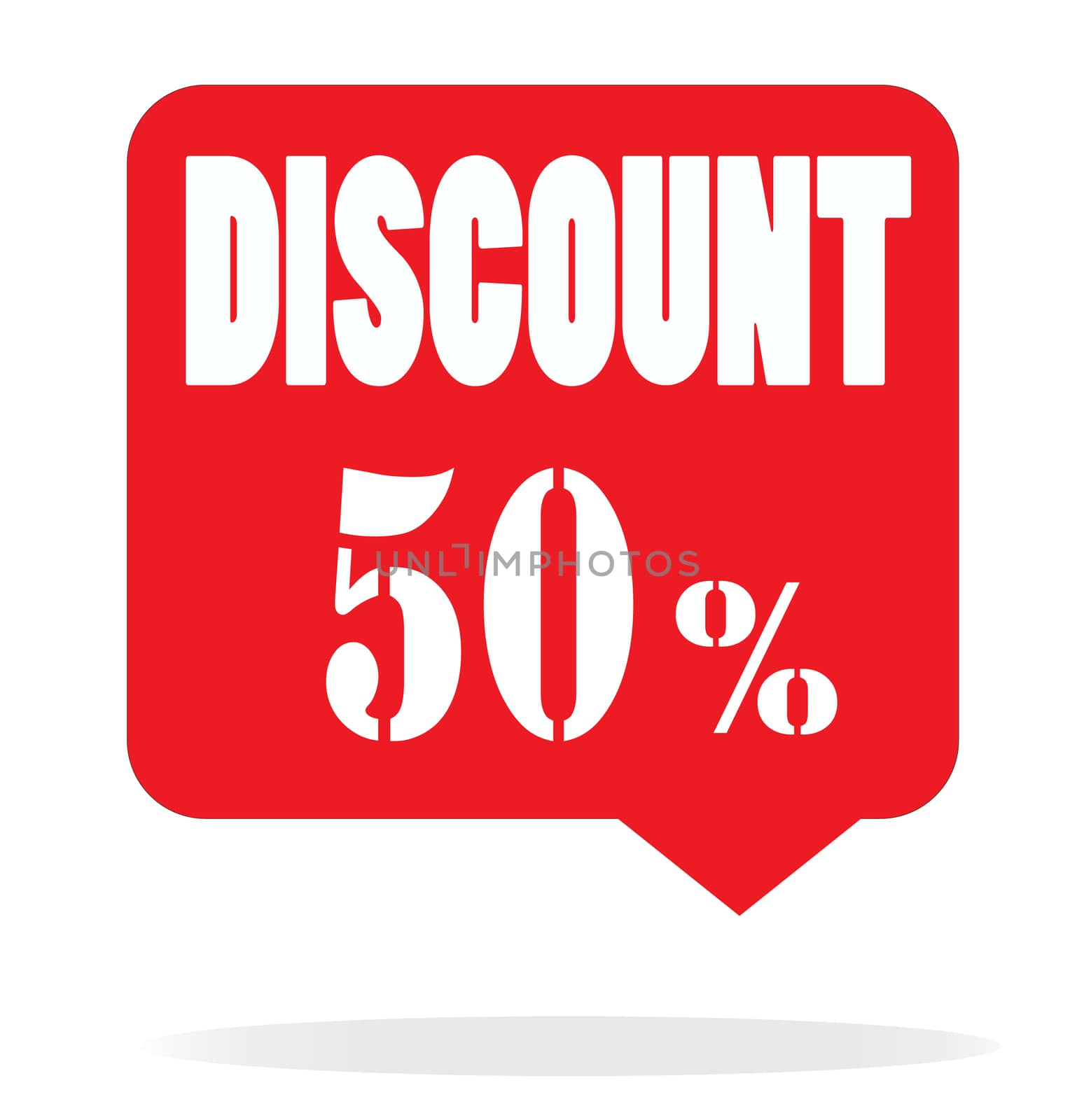 discount 50 percent on white background. special offer sale red tag. discount offer.