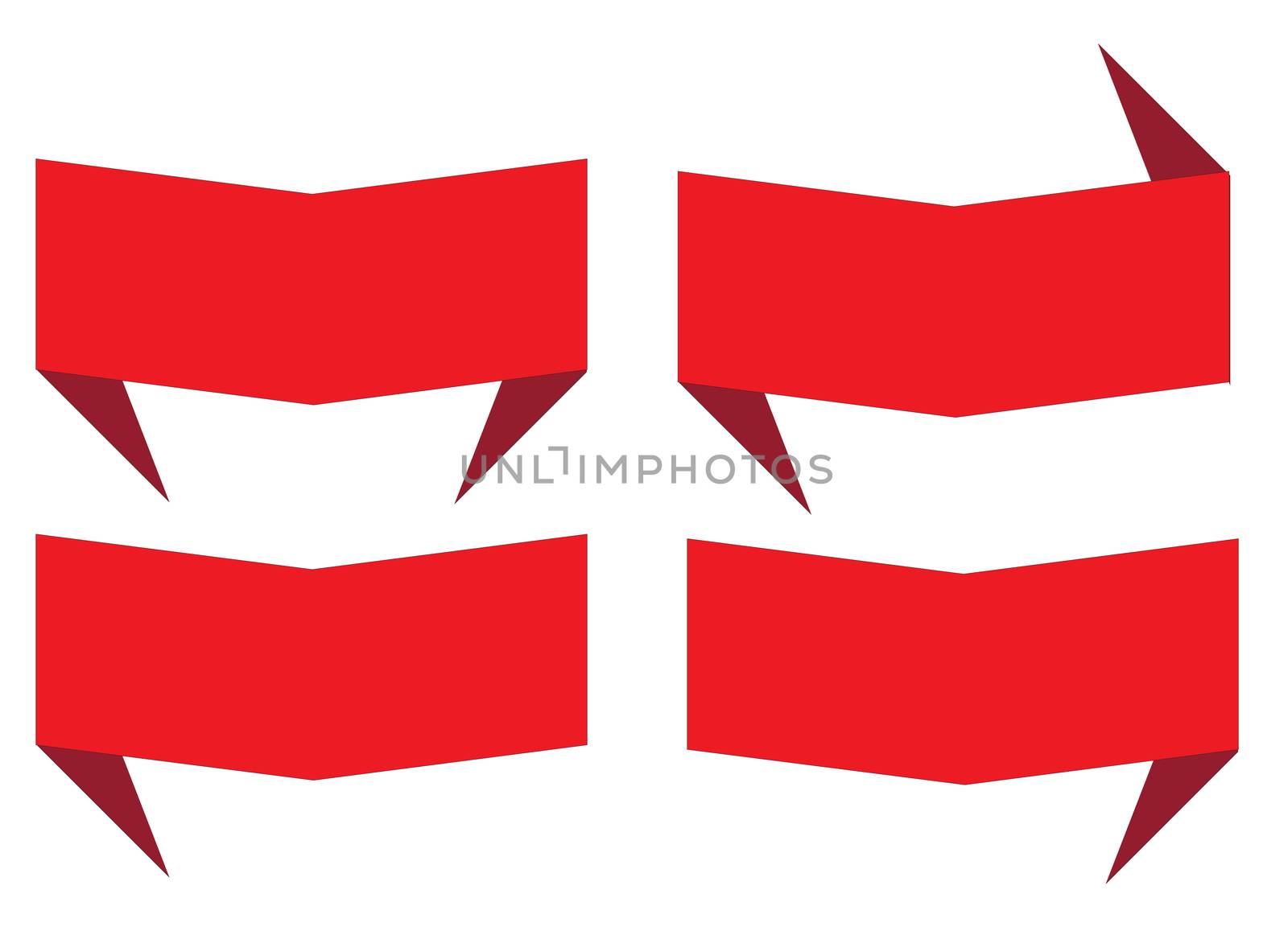 set red banner ribbon on white background. abstract banner ribbo by suthee