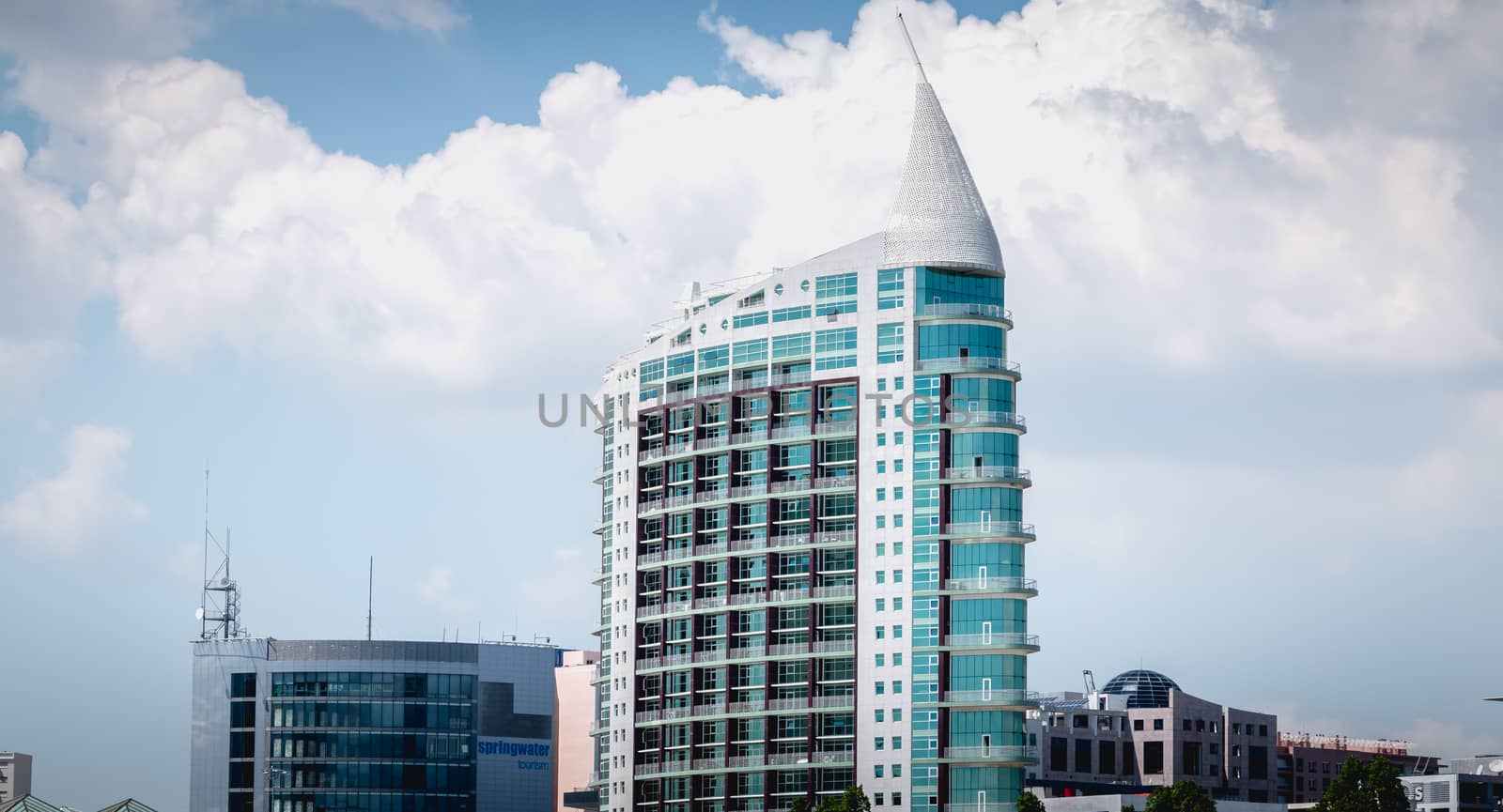 Architectural detail of Sao Gabriel tower, at Park of Nations in by AtlanticEUROSTOXX