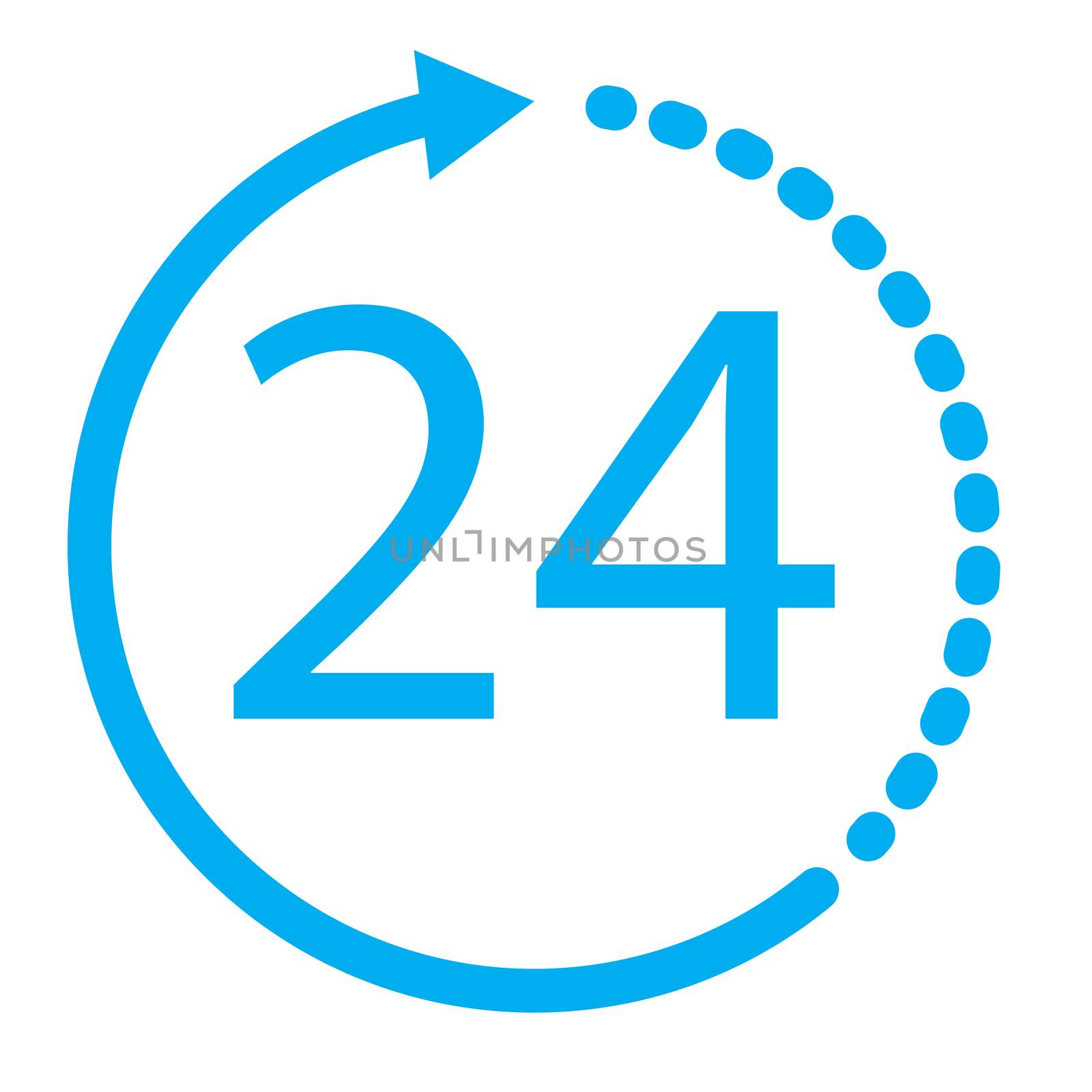 24 hours icon on white background. 24 hours sign. flat style design.