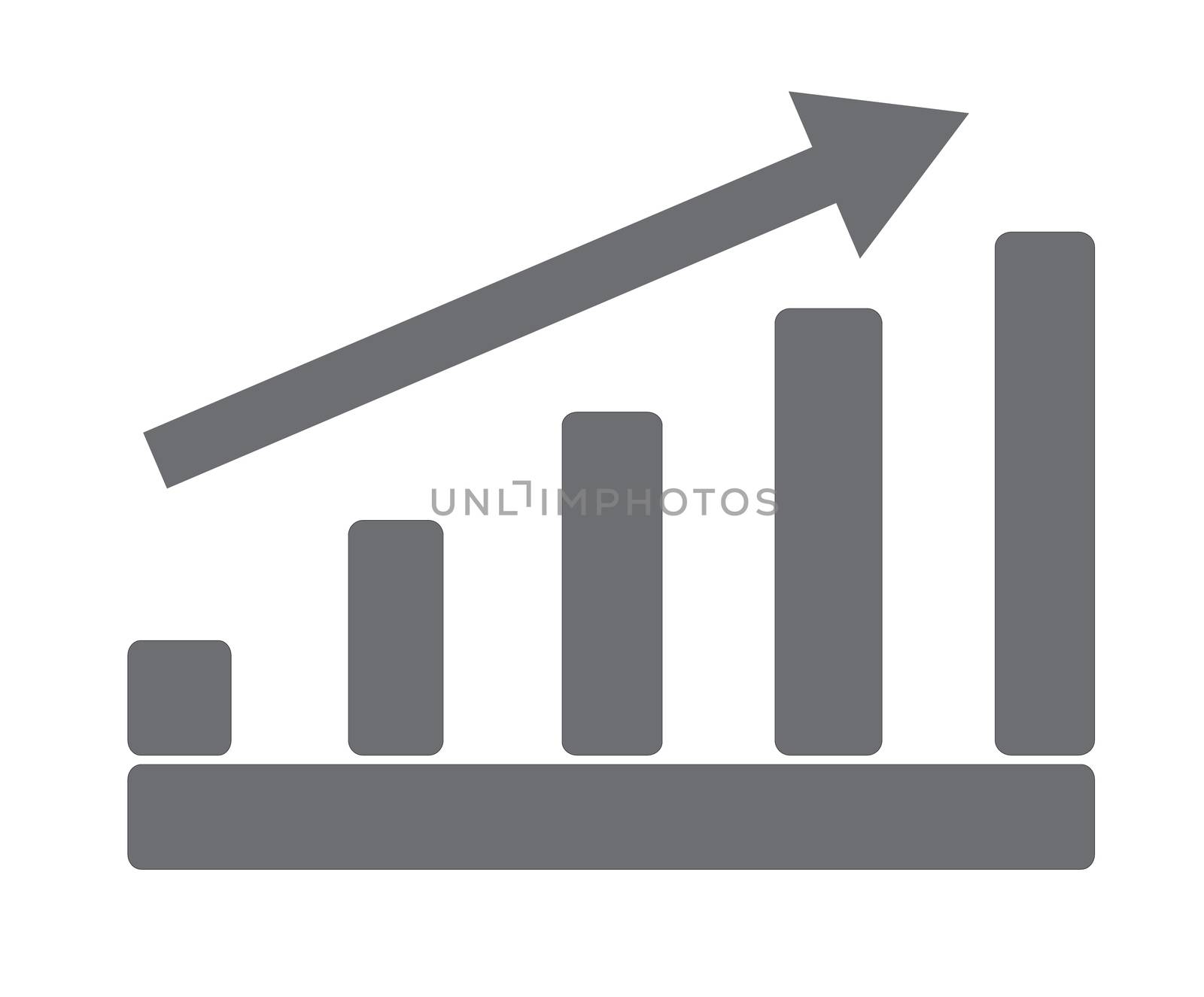 gray growing graph on white background. gray growing graph sign. flat style design.
