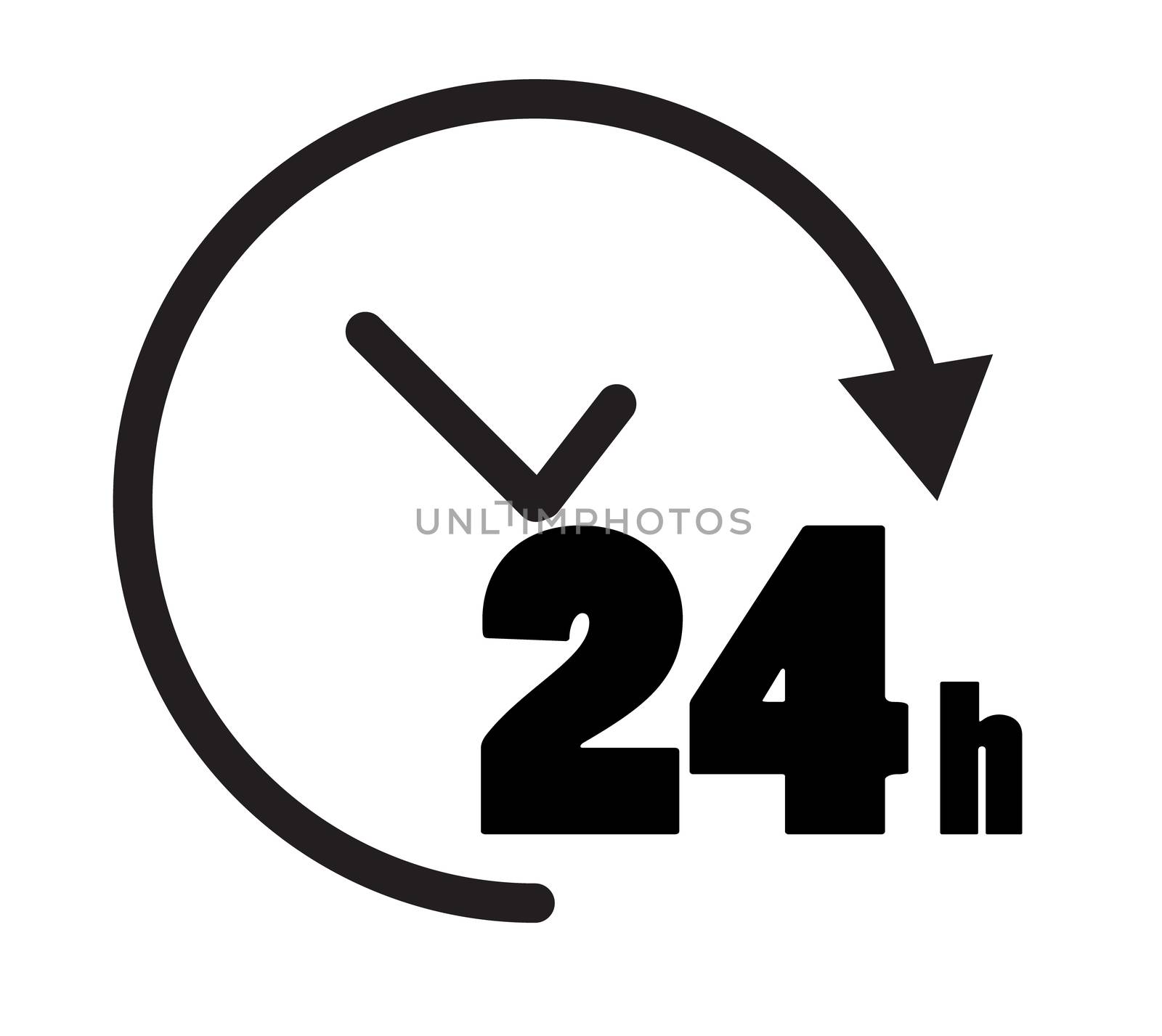 24 hours icon on white background. 24 hours sign. flat style. by suthee