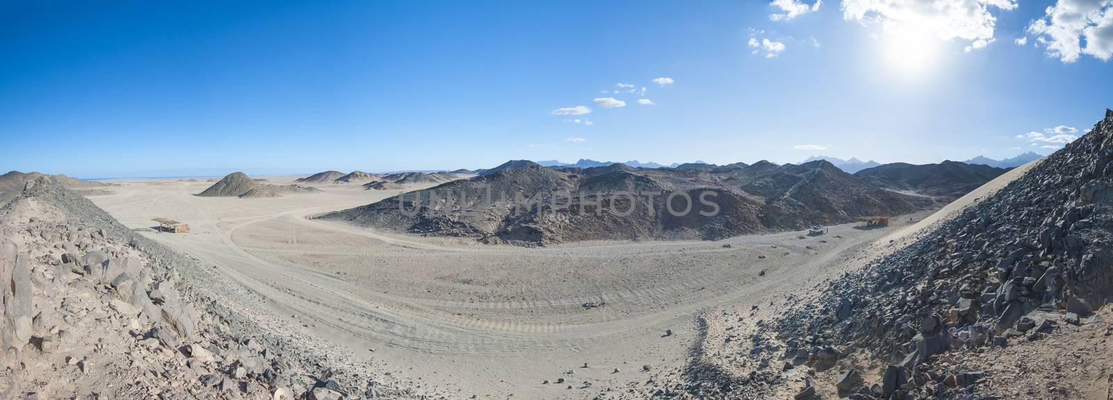 Rocky desert landscape with mountains by paulvinten